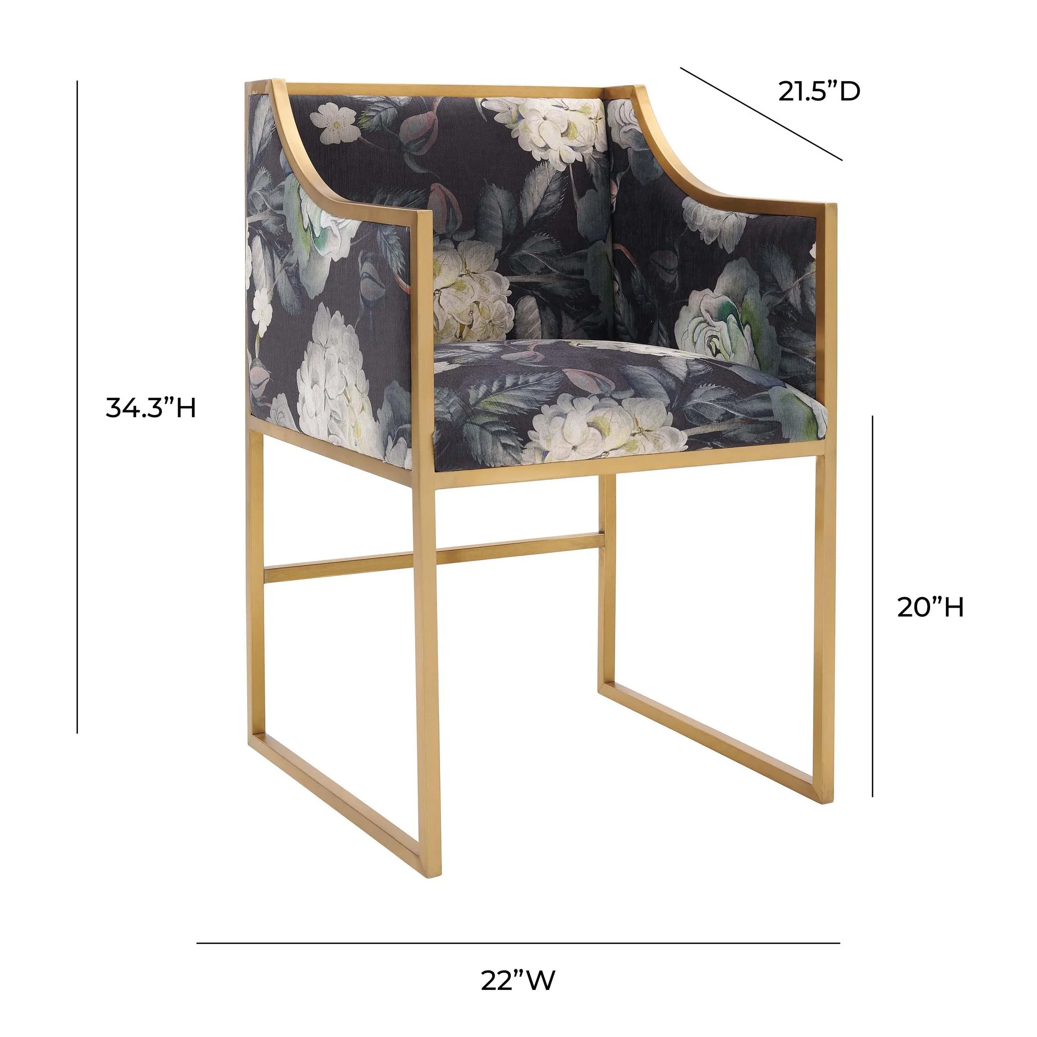 Atara Floral Velvet Gold Chair - Image 7