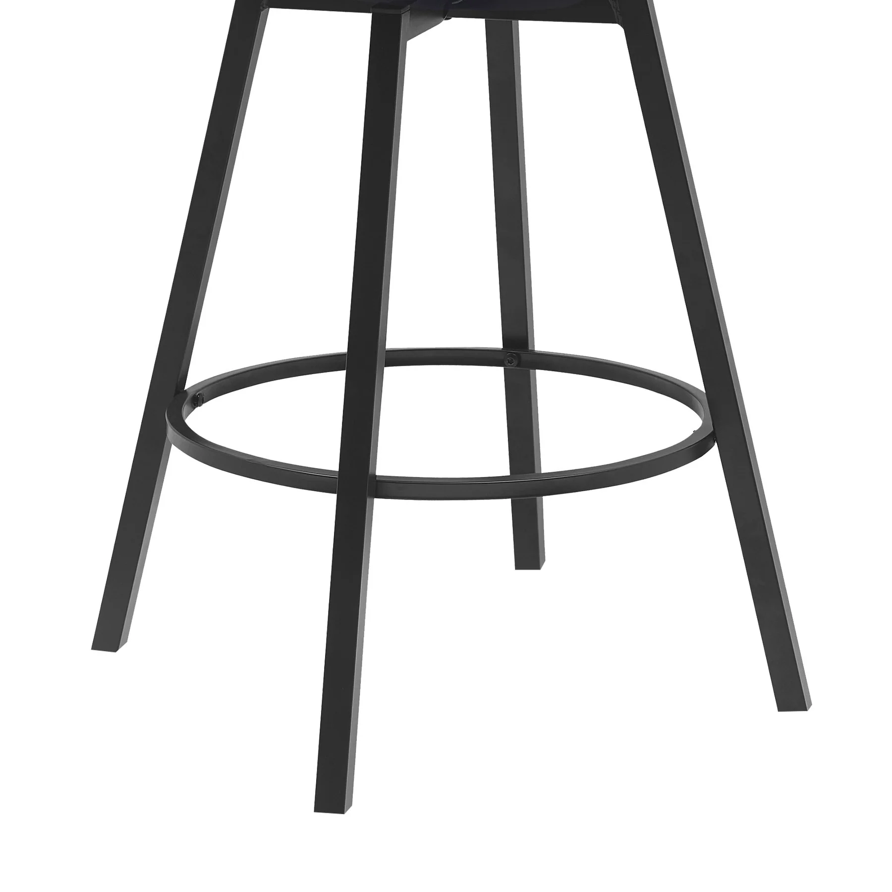 Athena 27" Swivel Black Wood Counter Stool in Blue Fabric with Black Metal - Image 6