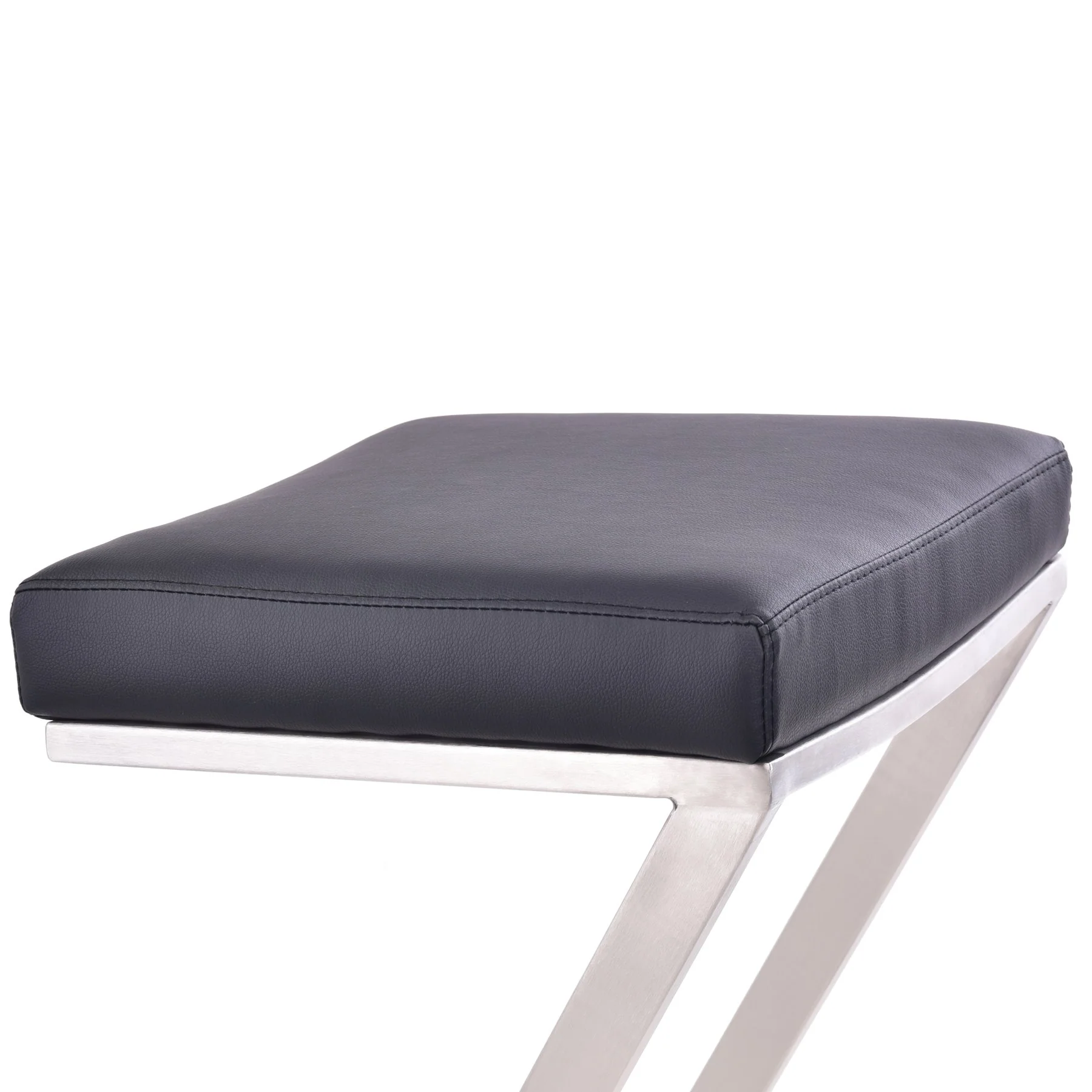 Atlantis 30" Bar Height Backless Black Faux Leather and Brushed Stainless Steel Bar Stool - Image 3