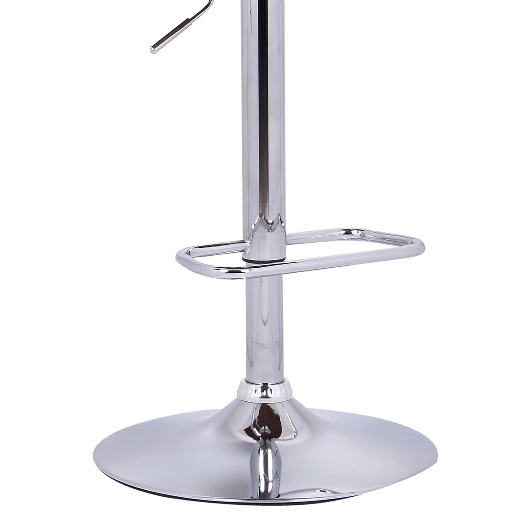 Aubrey Adjustable Height Swivel Gray Faux Leather and Chrome Bar Stool with Walnut Wood - Image 6