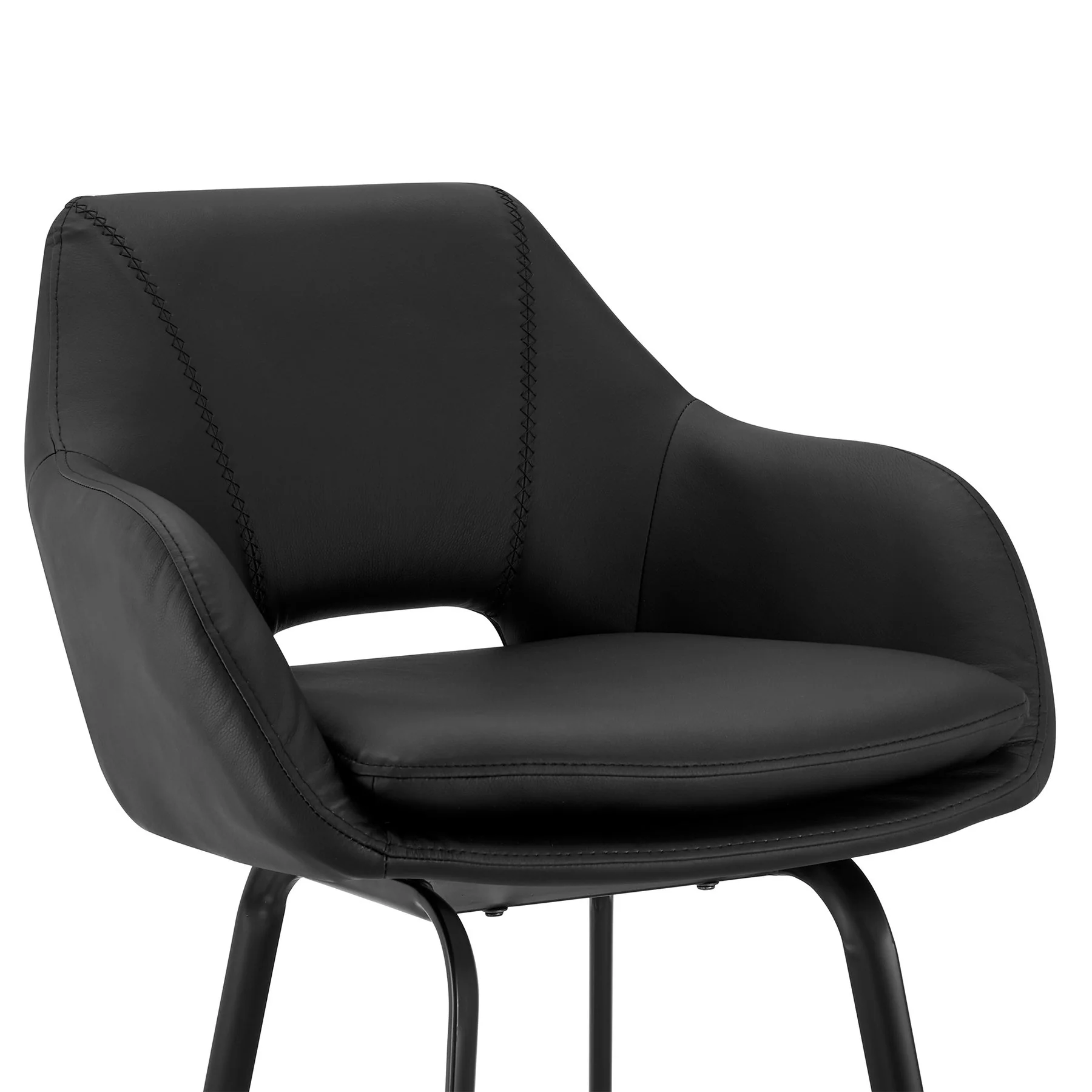 Aura Black Faux Leather and Black Metal Swivel 26" Counter Stool - Image 6