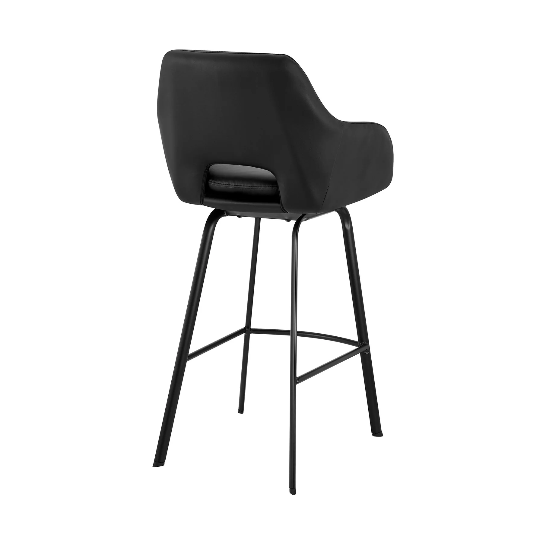 Aura Black Faux Leather and Black Metal Swivel 30" Bar Stool - Image 4