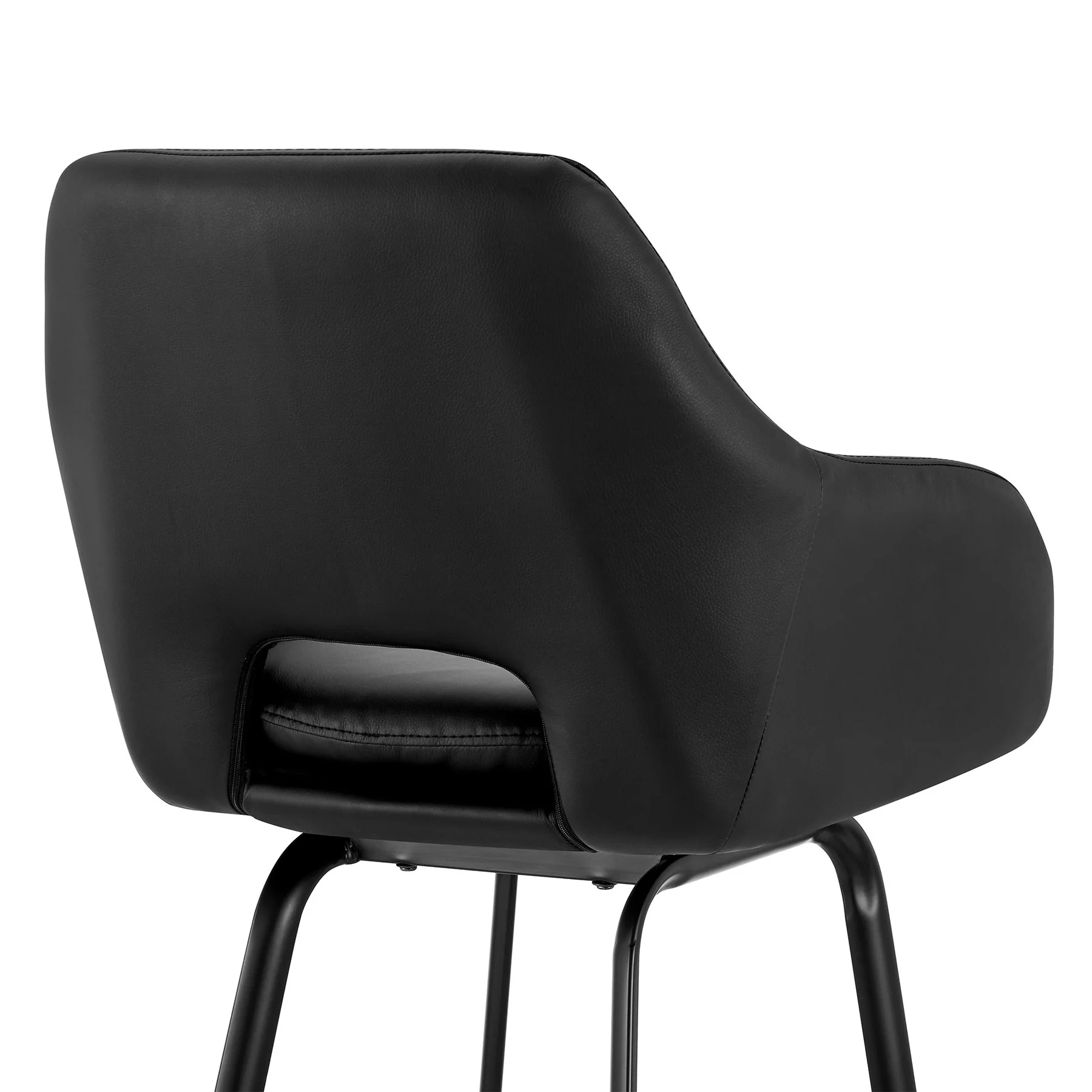 Aura Black Faux Leather and Black Metal Swivel 30" Bar Stool - Image 7
