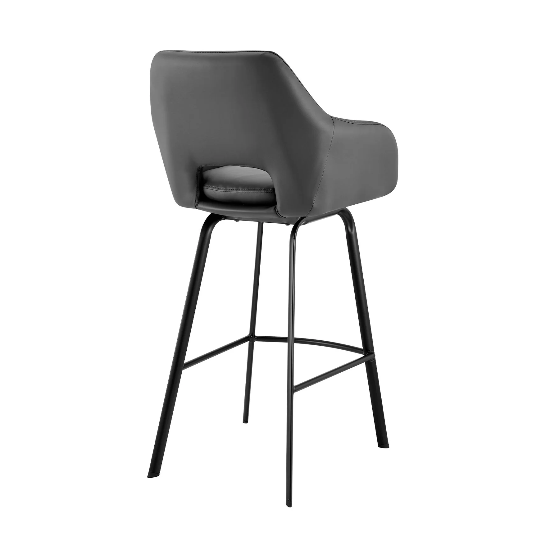 Aura Gray Faux Leather and Black Metal Swivel 26" Counter Stool - Image 4