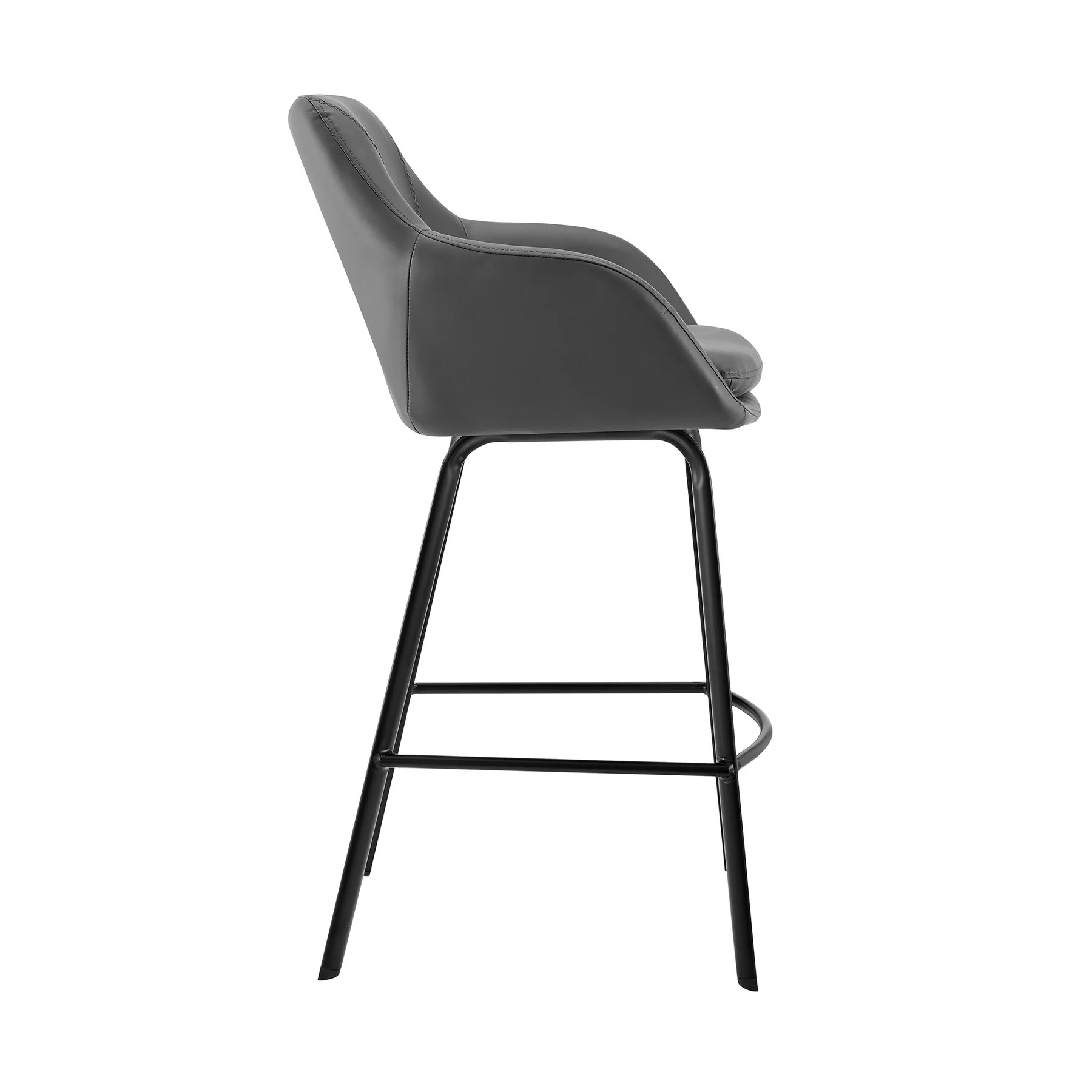 Aura Gray Faux Leather and Black Metal Swivel 30" Bar Stool - Image 3