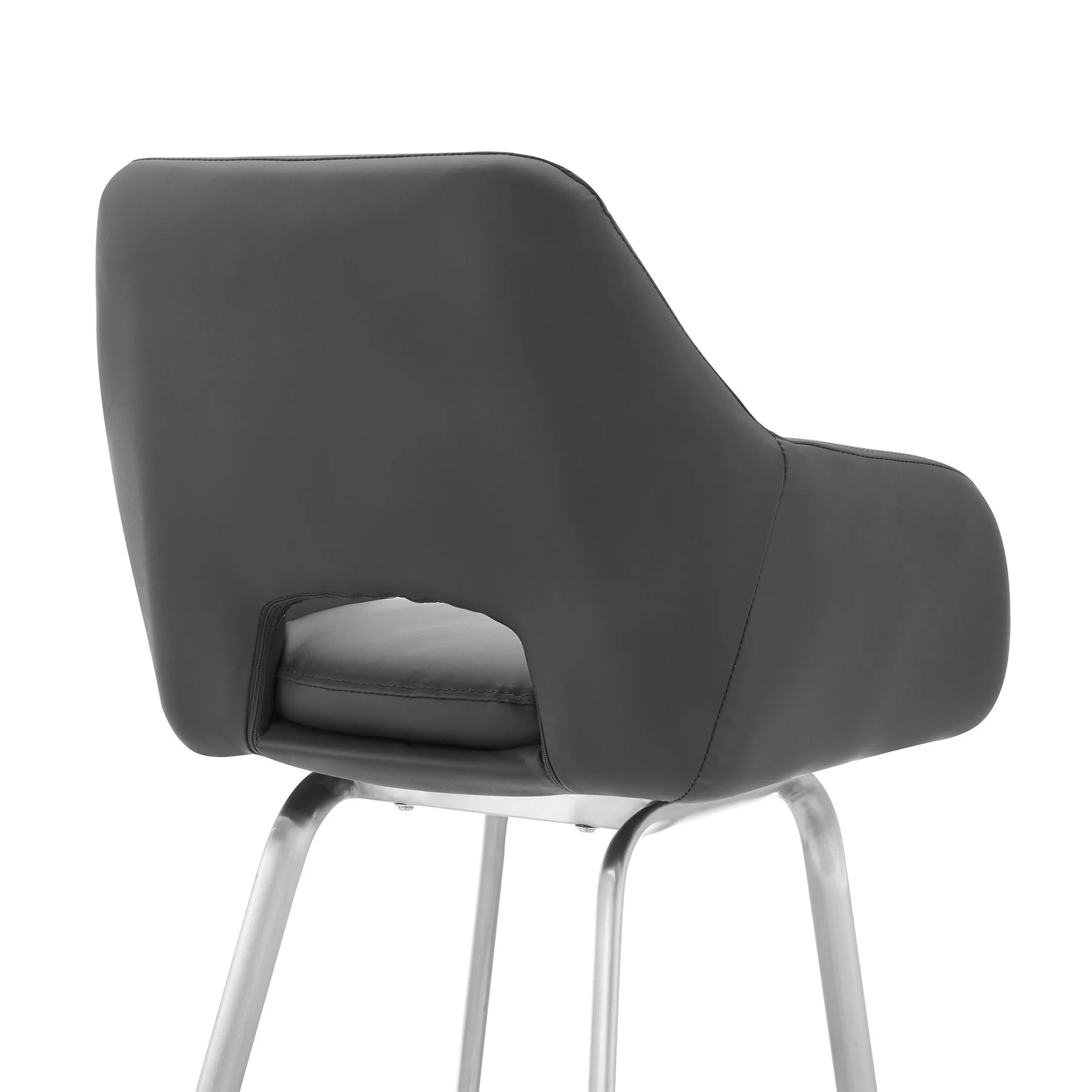 Aura Gray Faux Leather and Brushed Stainless Steel Swivel 26" Counter Stool - Image 7