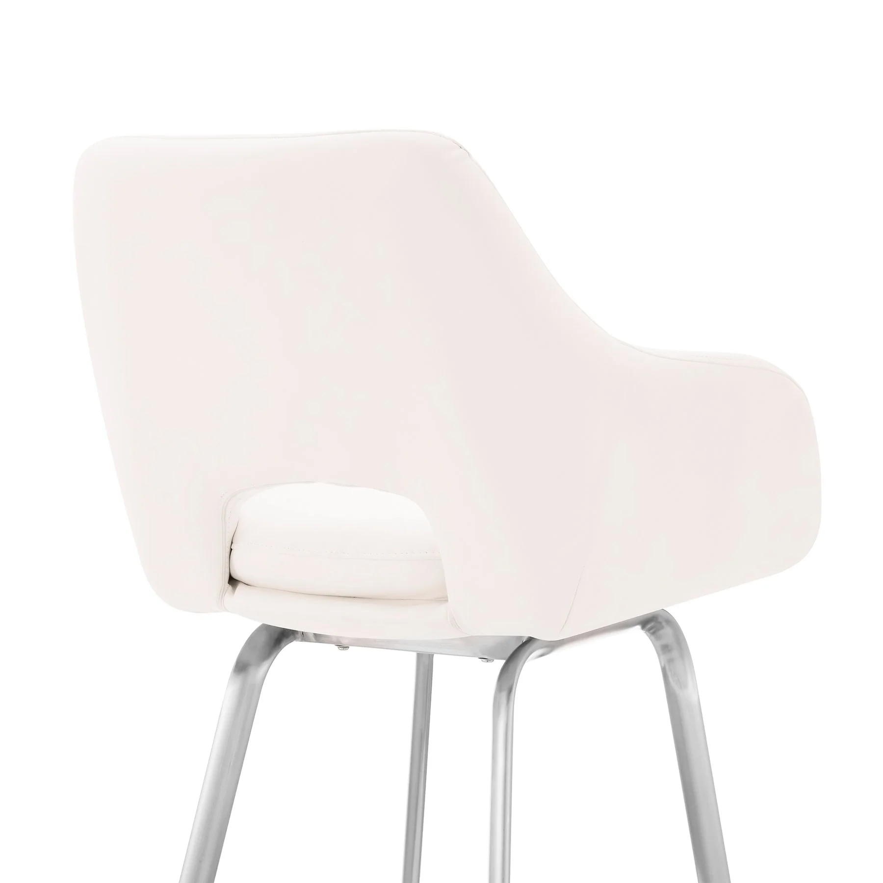 Aura White Faux Leather and Brushed Stainless Steel Swivel 26" Counter Stool - Image 7