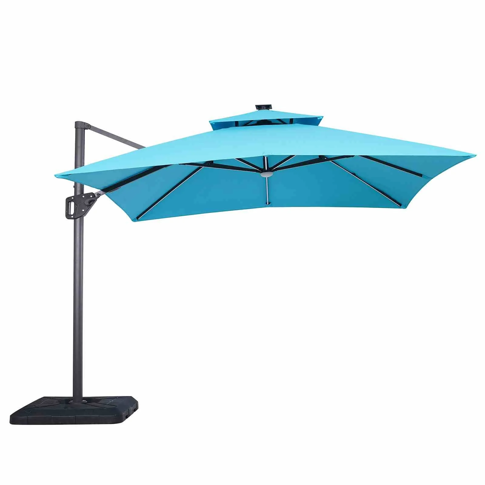 Aurora 10' SQ Umbrella, Double Top, LED Bulb + Control, Teal