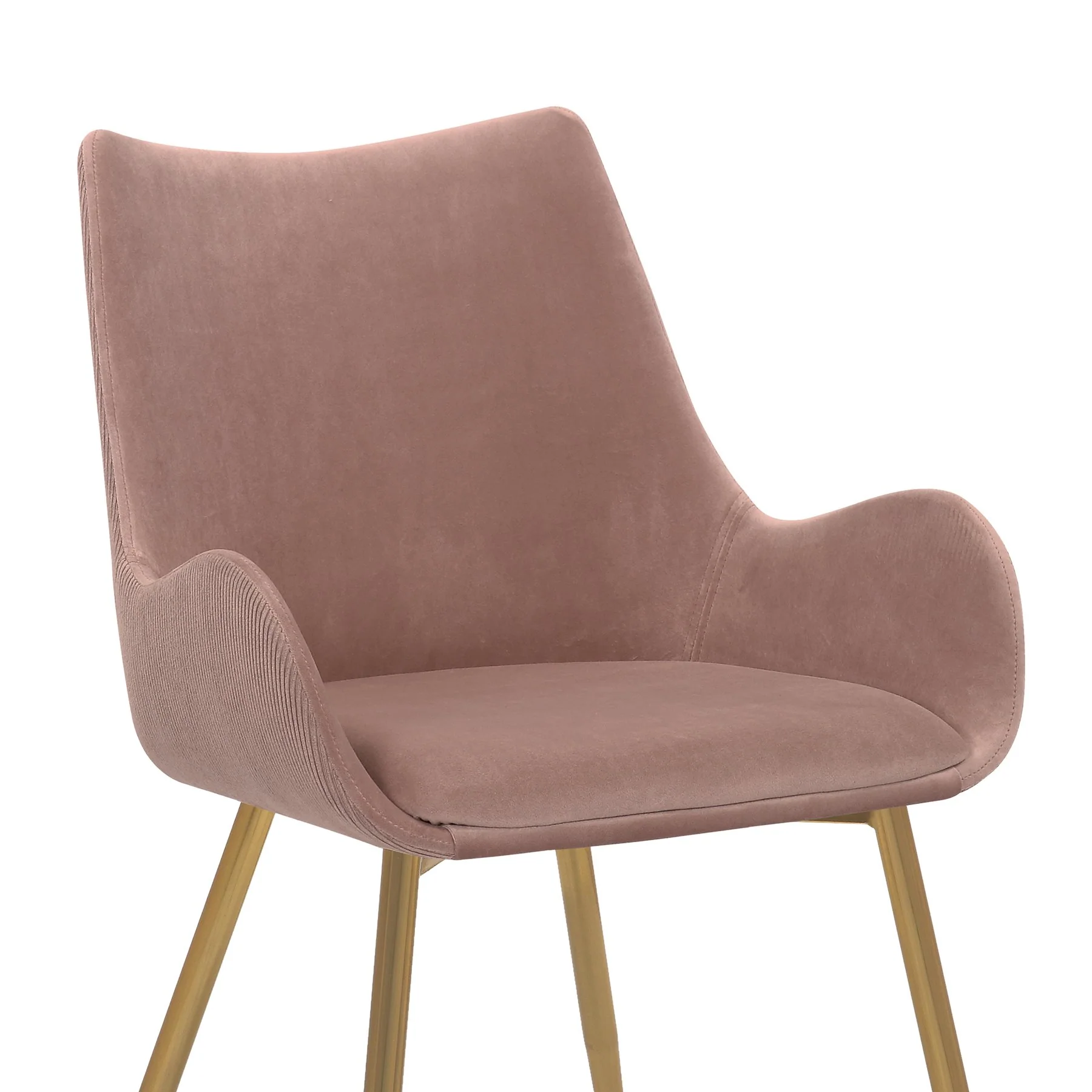 Avery Pink Fabric Dining Room Chair with Gold Legs - Image 6