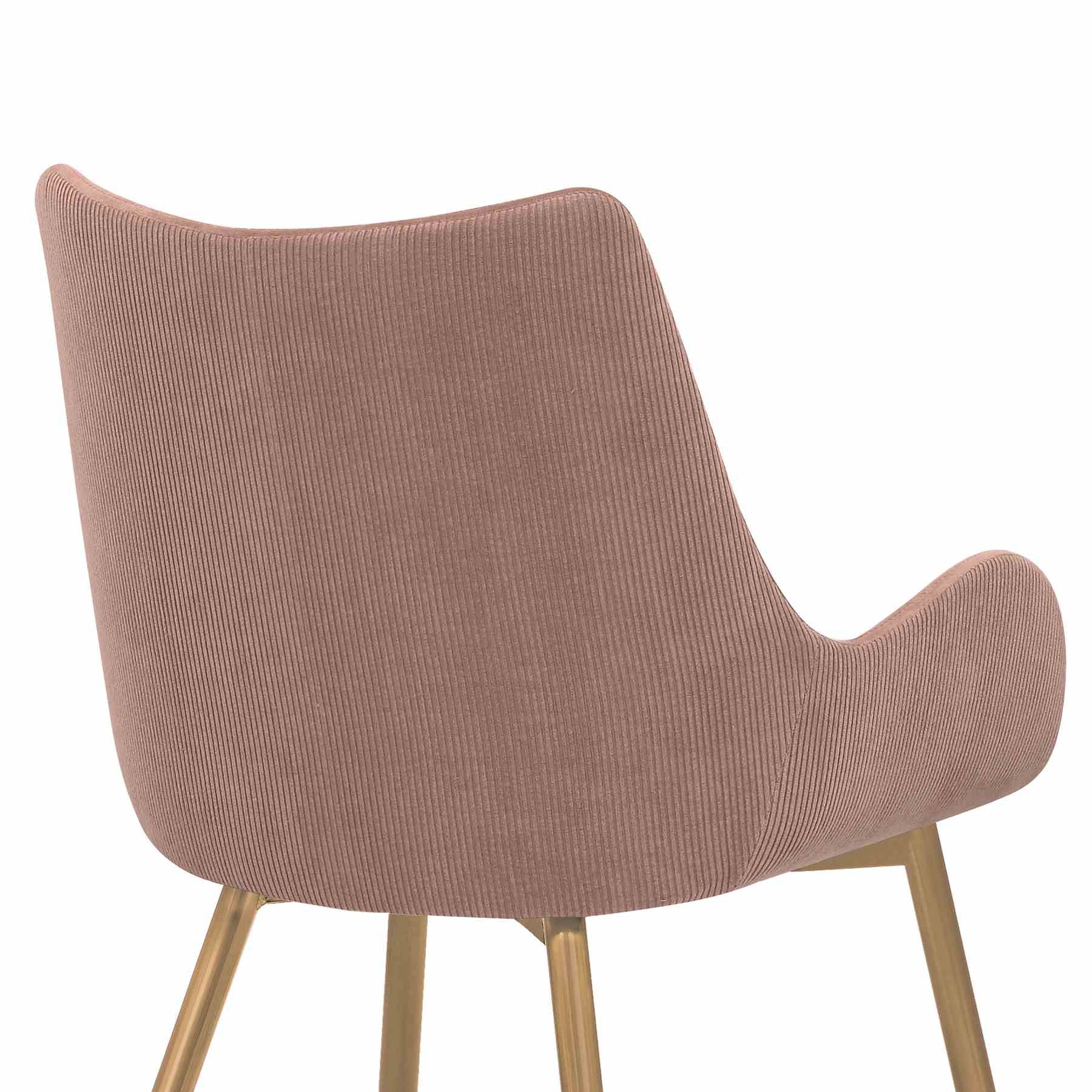 Avery Pink Fabric Dining Room Chair with Gold Legs - Image 7