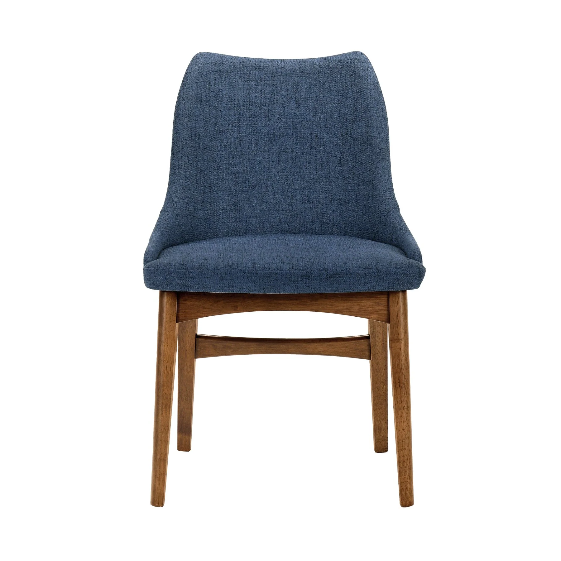 Azalea Blue Fabric and Walnut Wood Dining Side Chairs - Set of 2 - Image 3