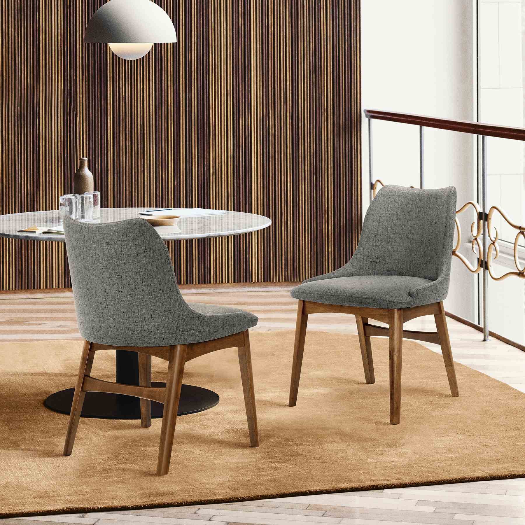 Azalea Charcoal Fabric and Walnut Wood Dining Side Chairs - Set of 2 - Image 8