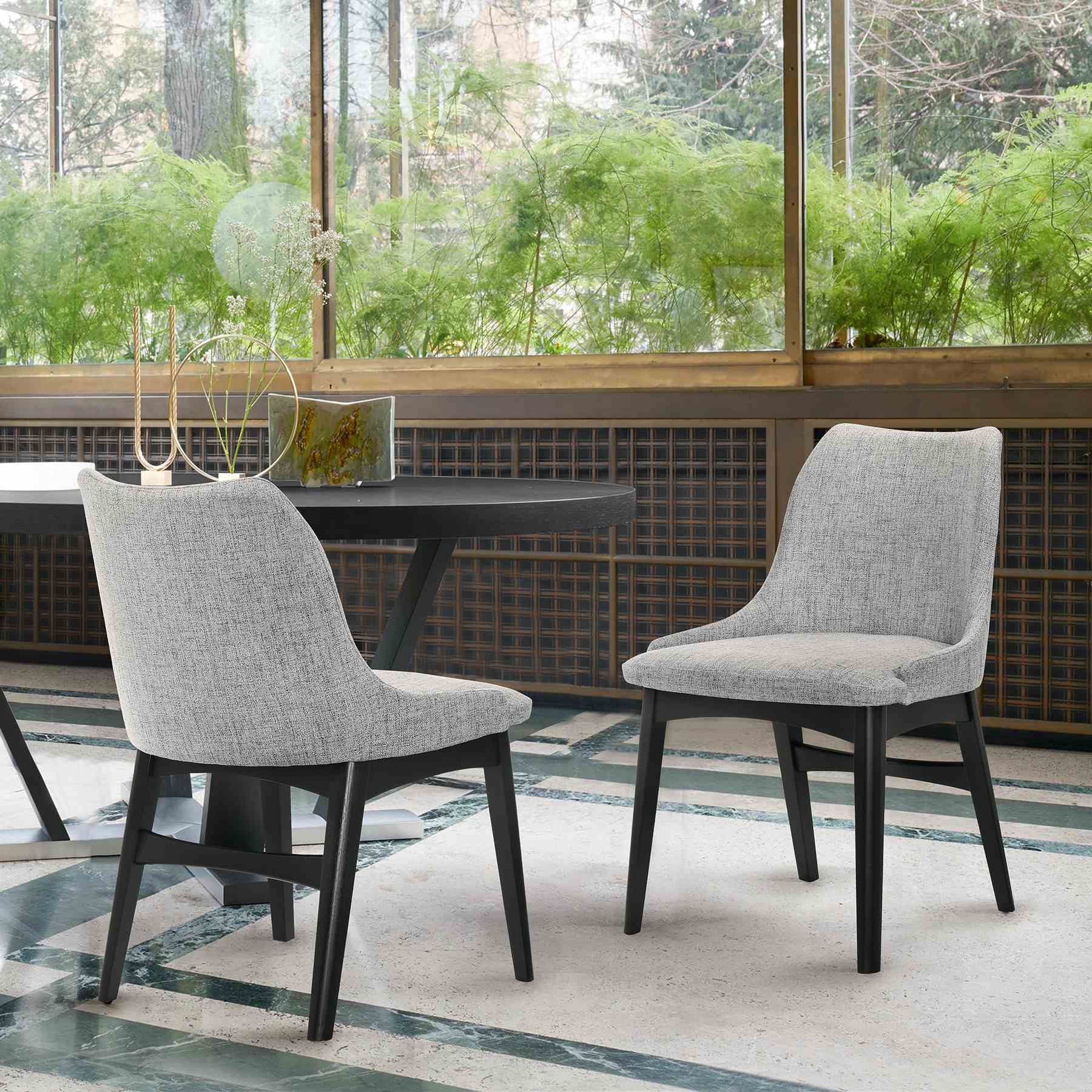 Azalea Gray Fabric and Black Wood Dining Side Chairs - Set of 2 - Image 8