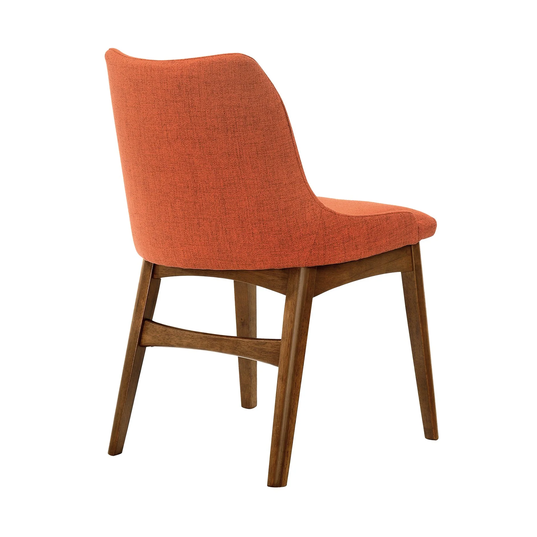 Azalea Orange Fabric and Walnut Wood Dining Side Chairs - Set of 2 - Image 4