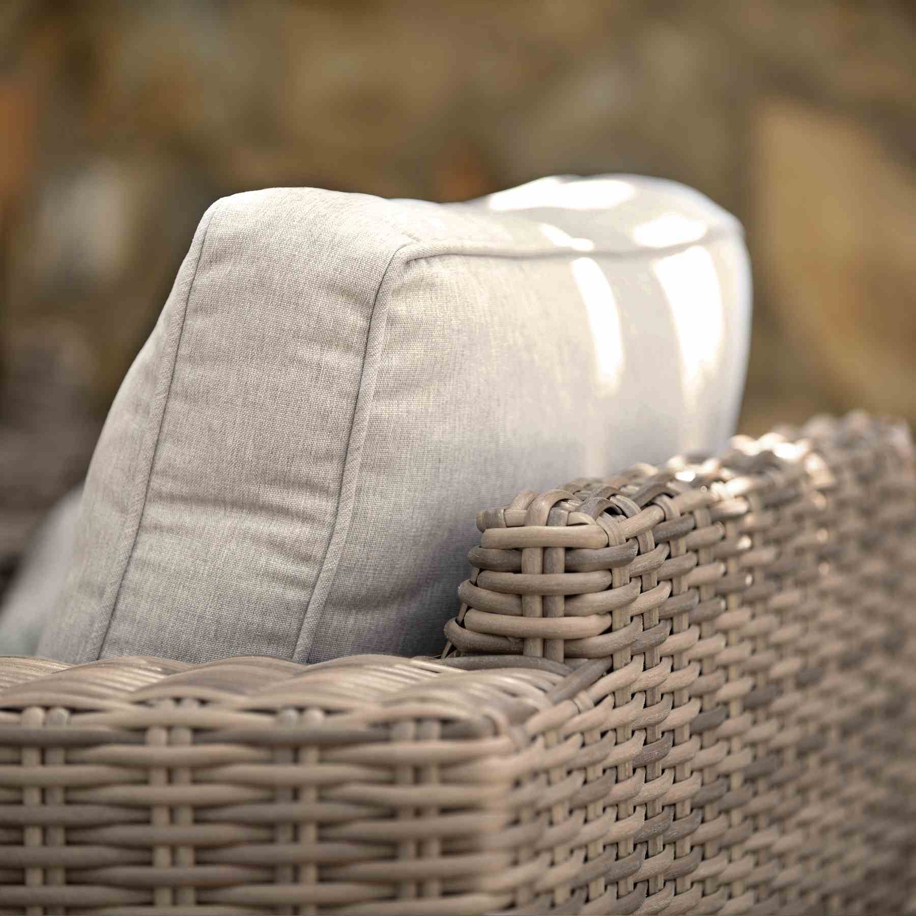 Bahamas Outdoor Wicker & Teak Wood Lounge Chair with Beige Olefin - Image 8