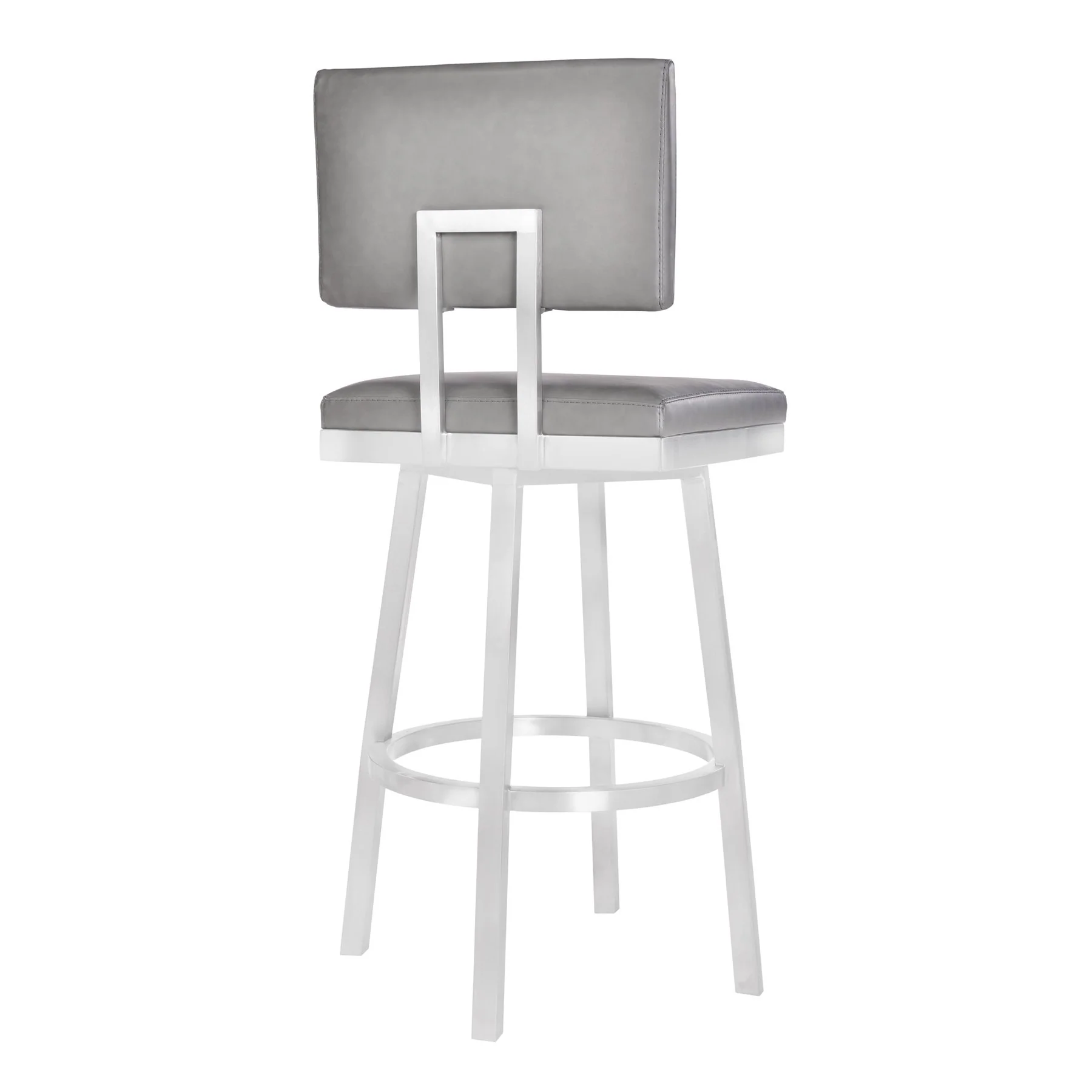 Balboa 26" Counter Height Swivel Vintage Gray and Brushed Stainless Steel Bar Stool - Image 2