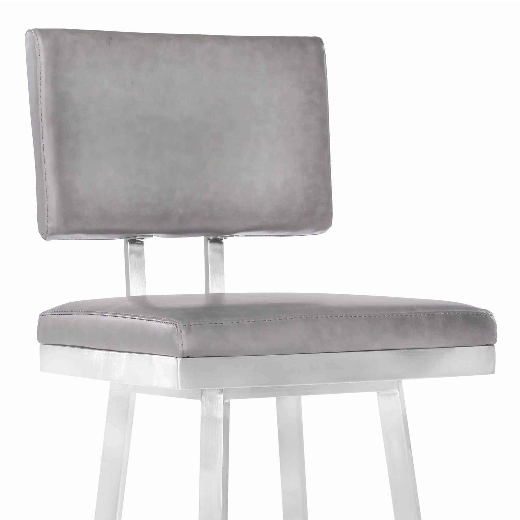 Balboa 26" Counter Height Swivel Vintage Gray and Brushed Stainless Steel Bar Stool - Image 3