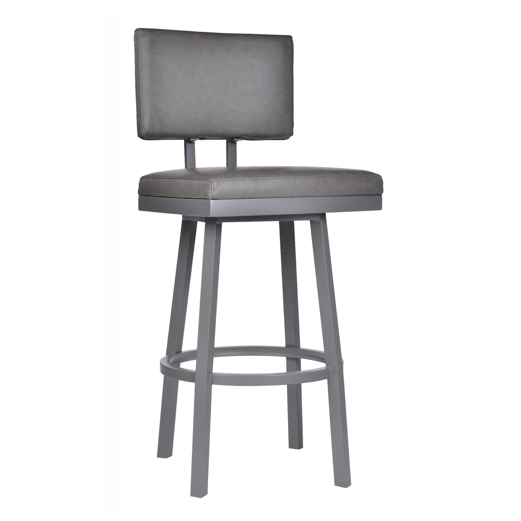 Balboa 30" Bar Height Barstool in Gray Powder Coated Finish and Vintage Gray Faux Leather
