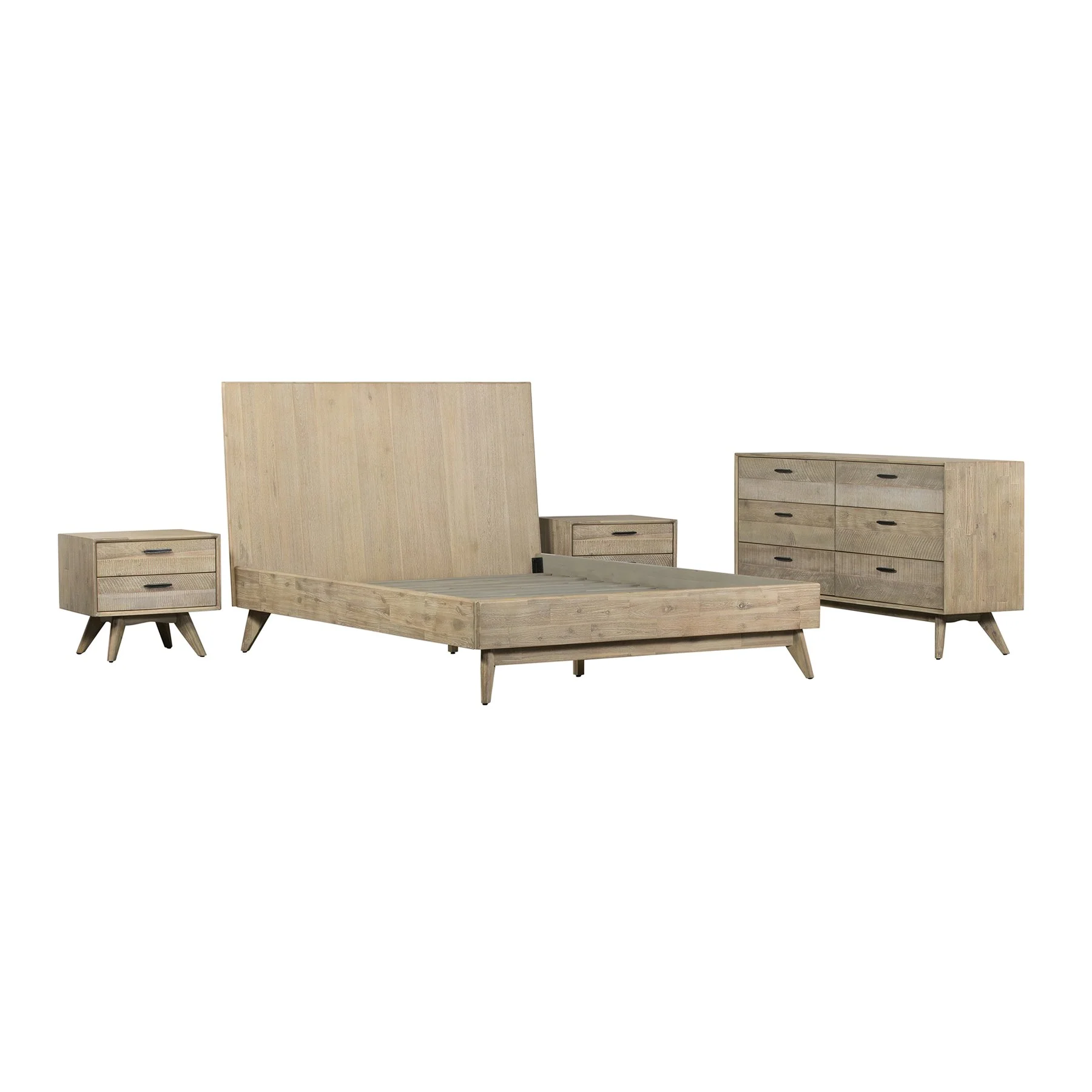 Baly 4 Piece Acacia Queen Platform Bedroom Set with Dresser and Nightstands