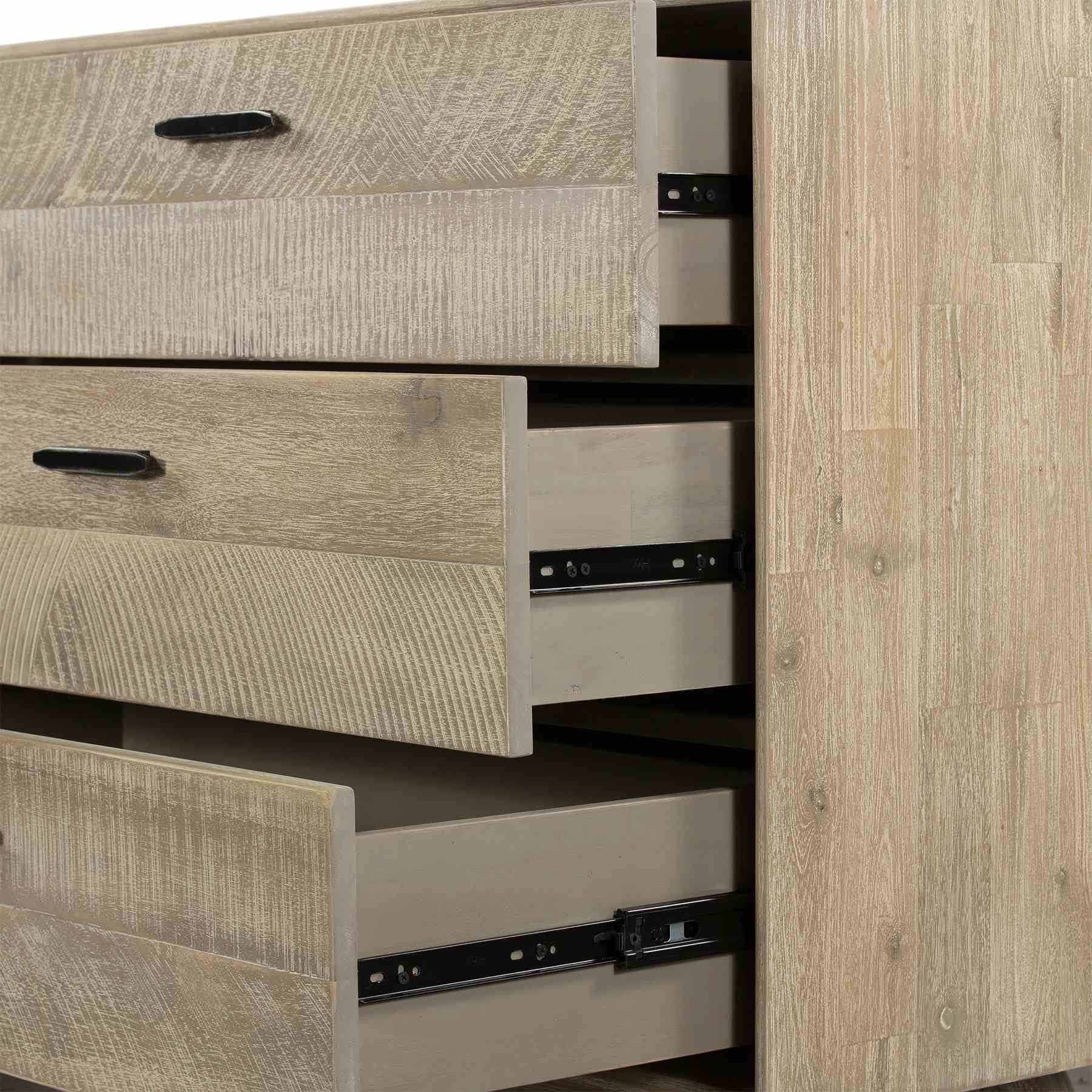 Baly Acacia Mid-Century Gray 6 Drawer Dresser - Image 5