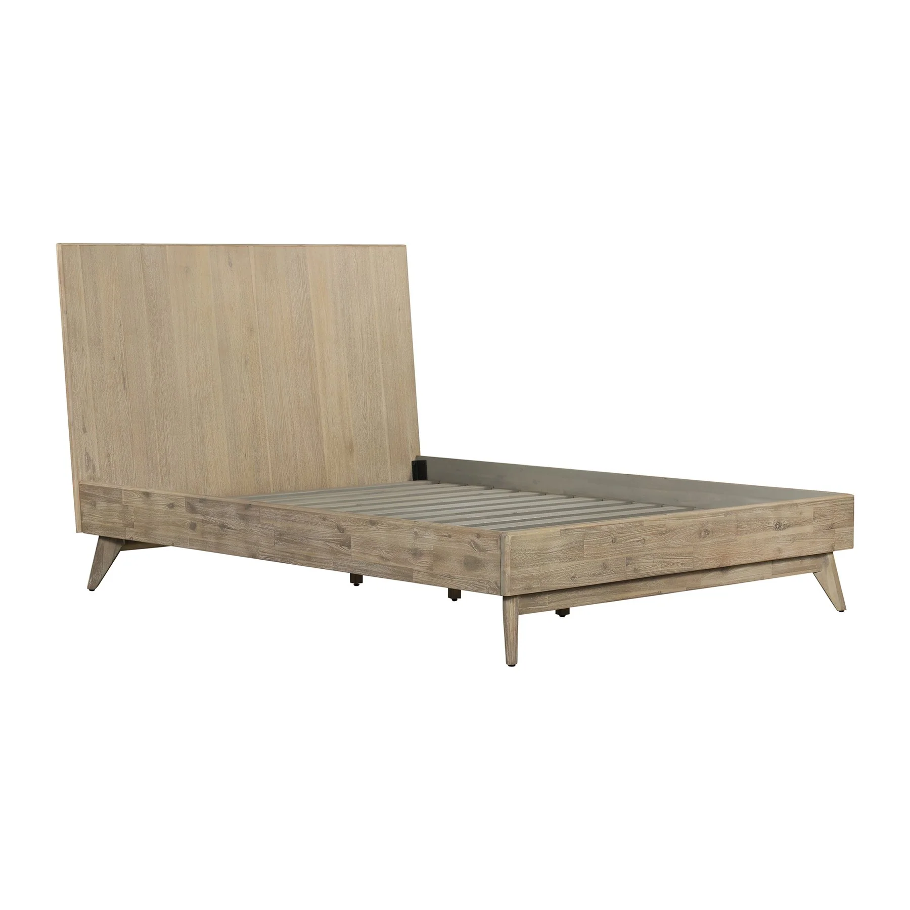 Baly Acacia Mid-Century Gray Sandblast Platform Queen Bed