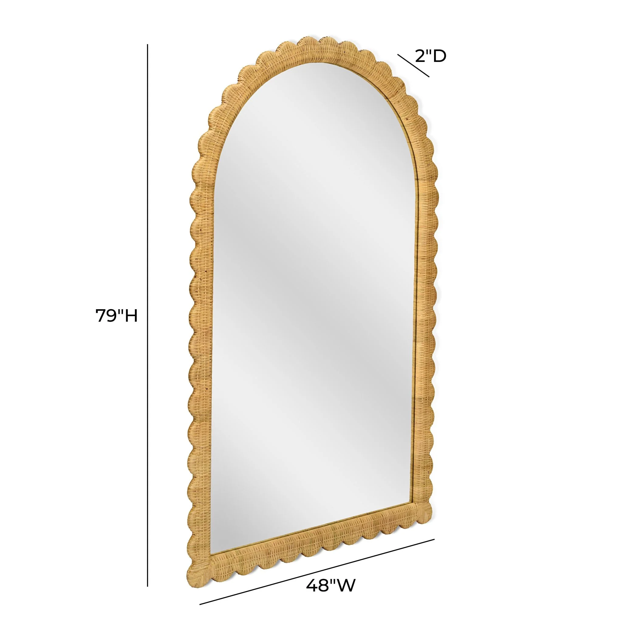 Bama Jumbo Natural Rattan Arched Wall Mirror - Image 7
