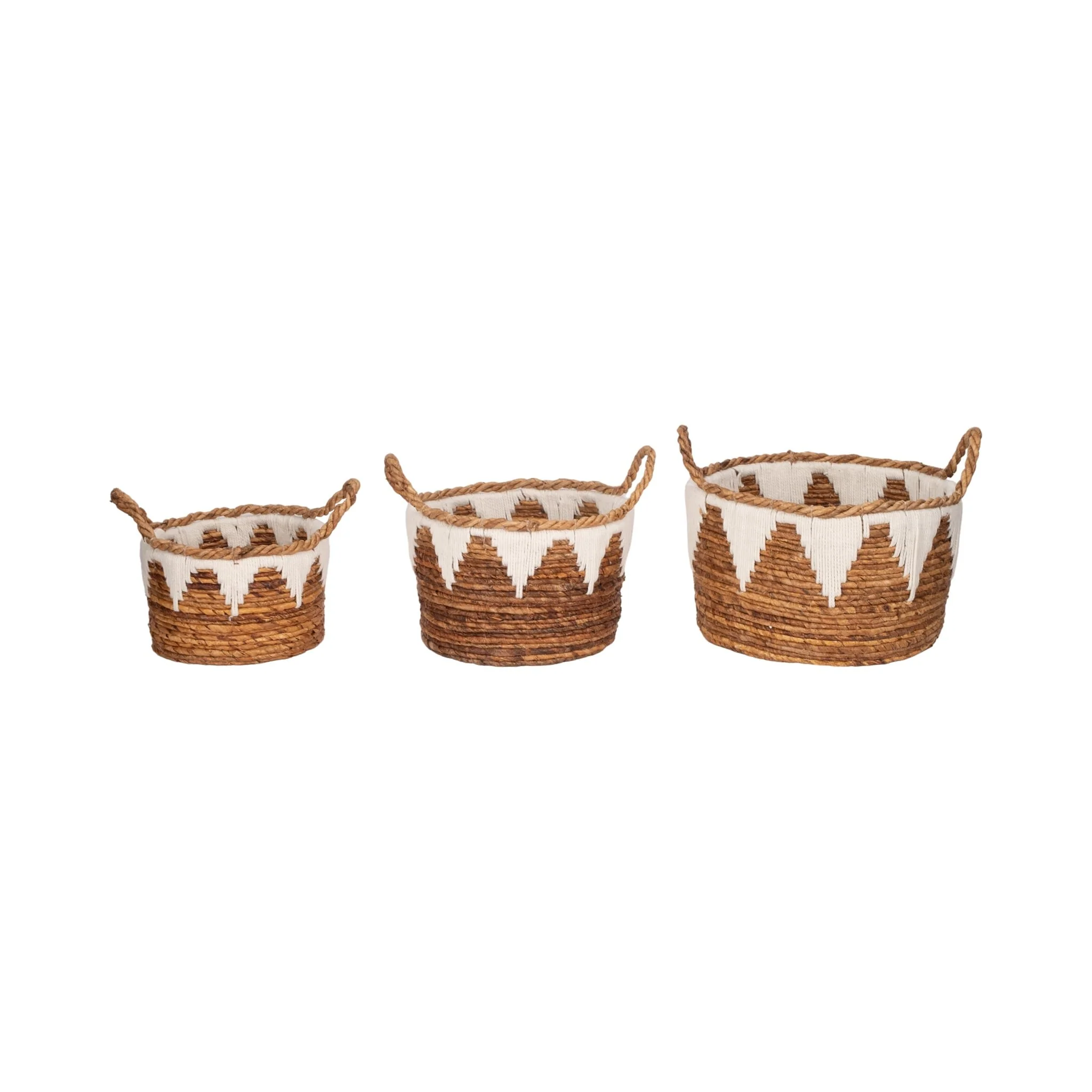Banana Leaf, S/3 10/12/14" Nomad Basket, Natural