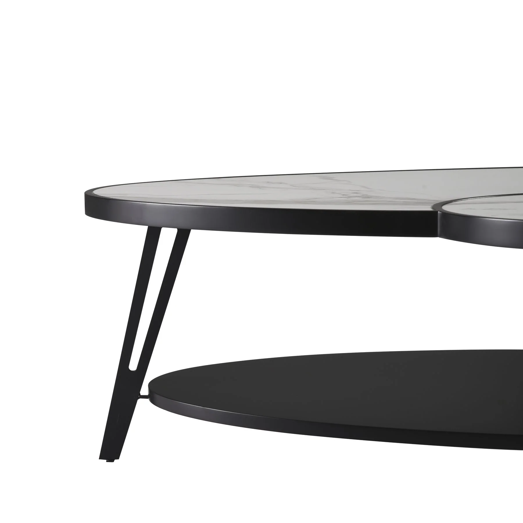 Banks Contemporary Modern 53 in. Oval White Coffee Table with Sintered Stone Top - Image 4