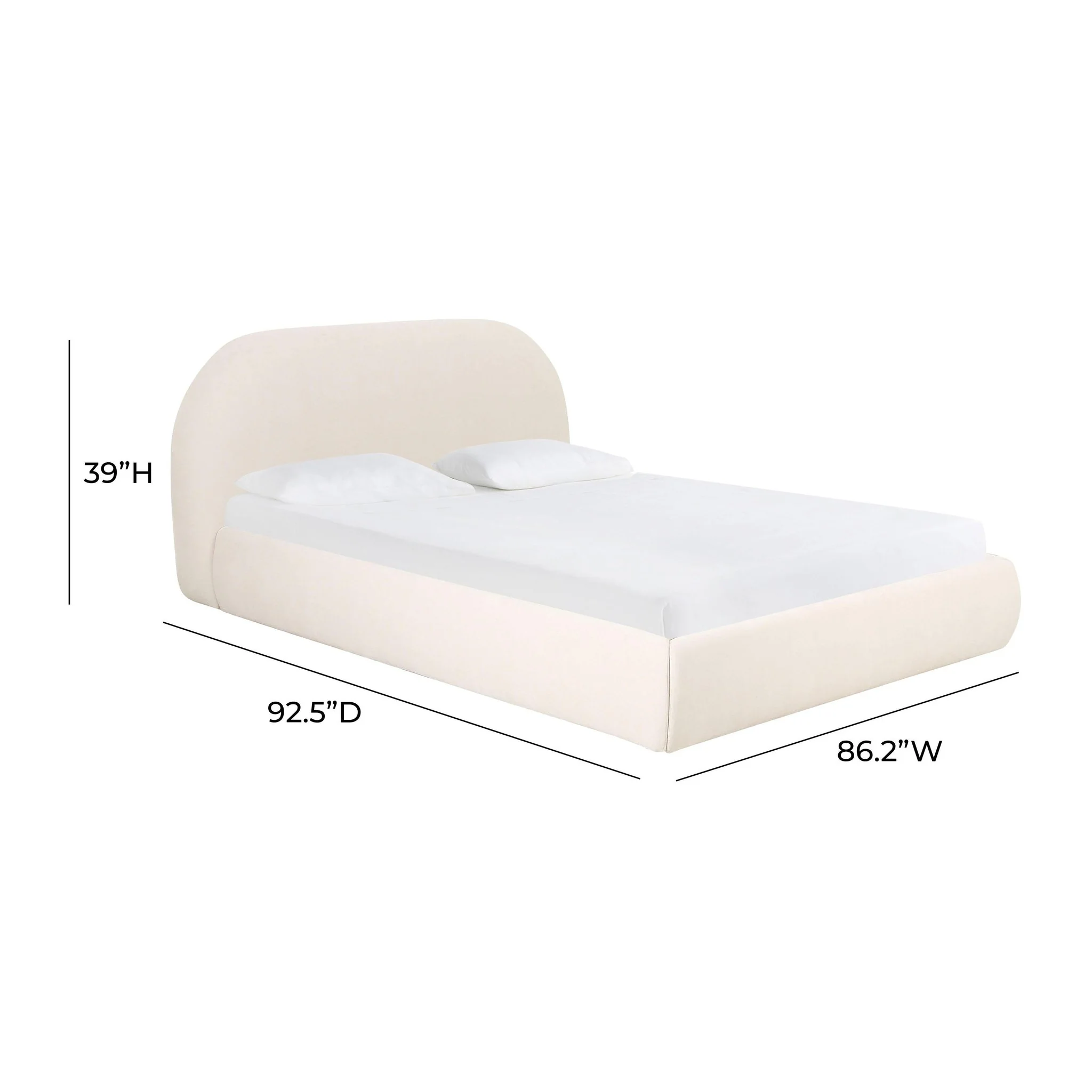 Bara Cream Textured Velvet King Bed - Image 7