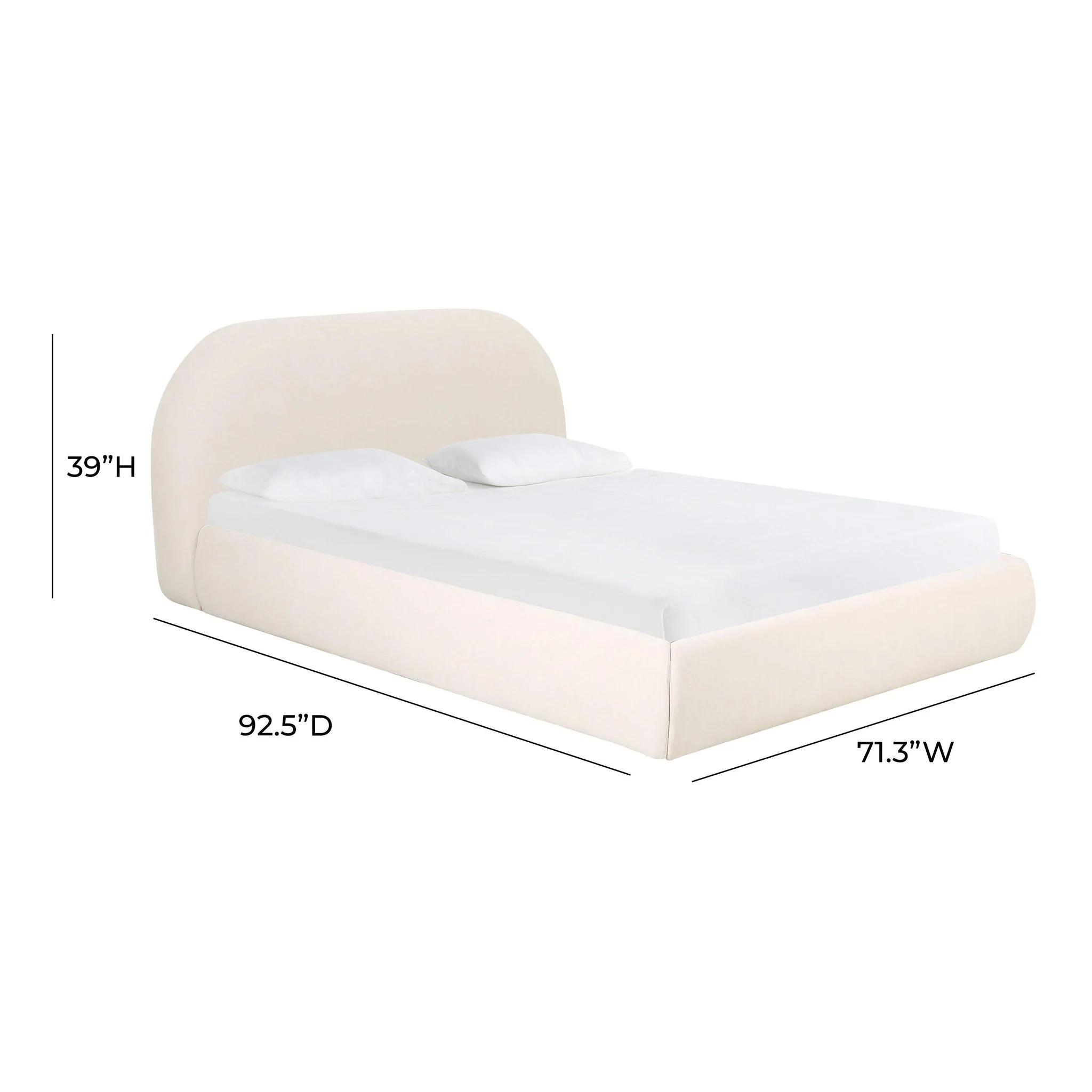 Bara Cream Textured Velvet Queen Bed - Image 7