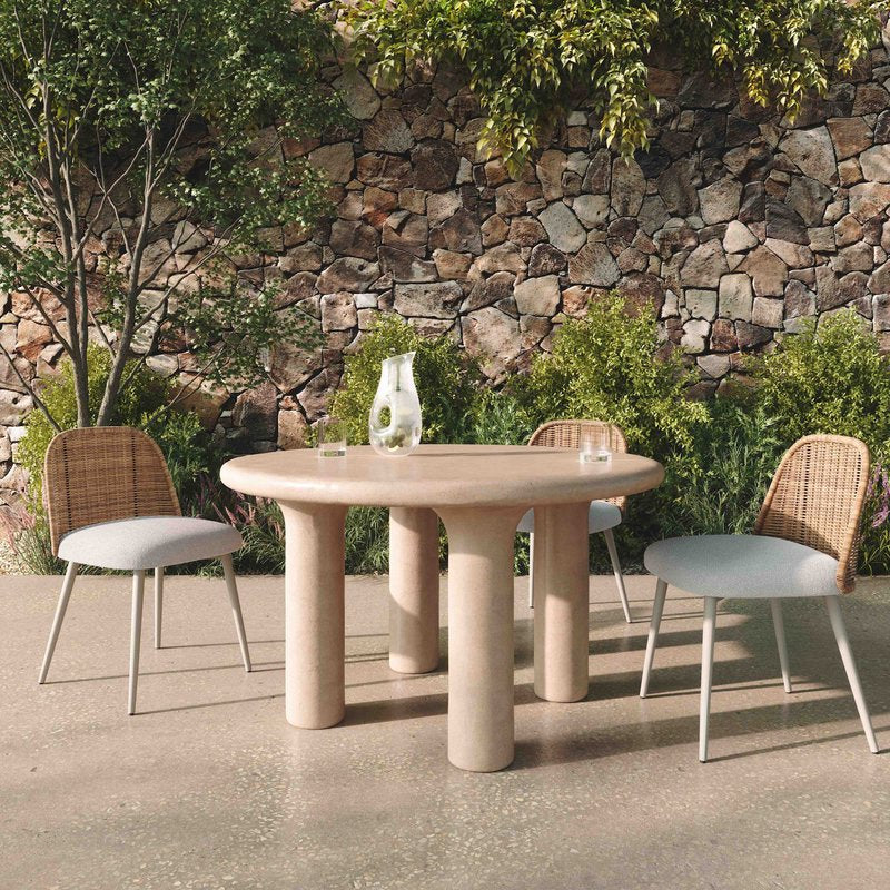 Barbara Cream Textured Indoor / Outdoor 47 inch Round Dining Table - Image 2
