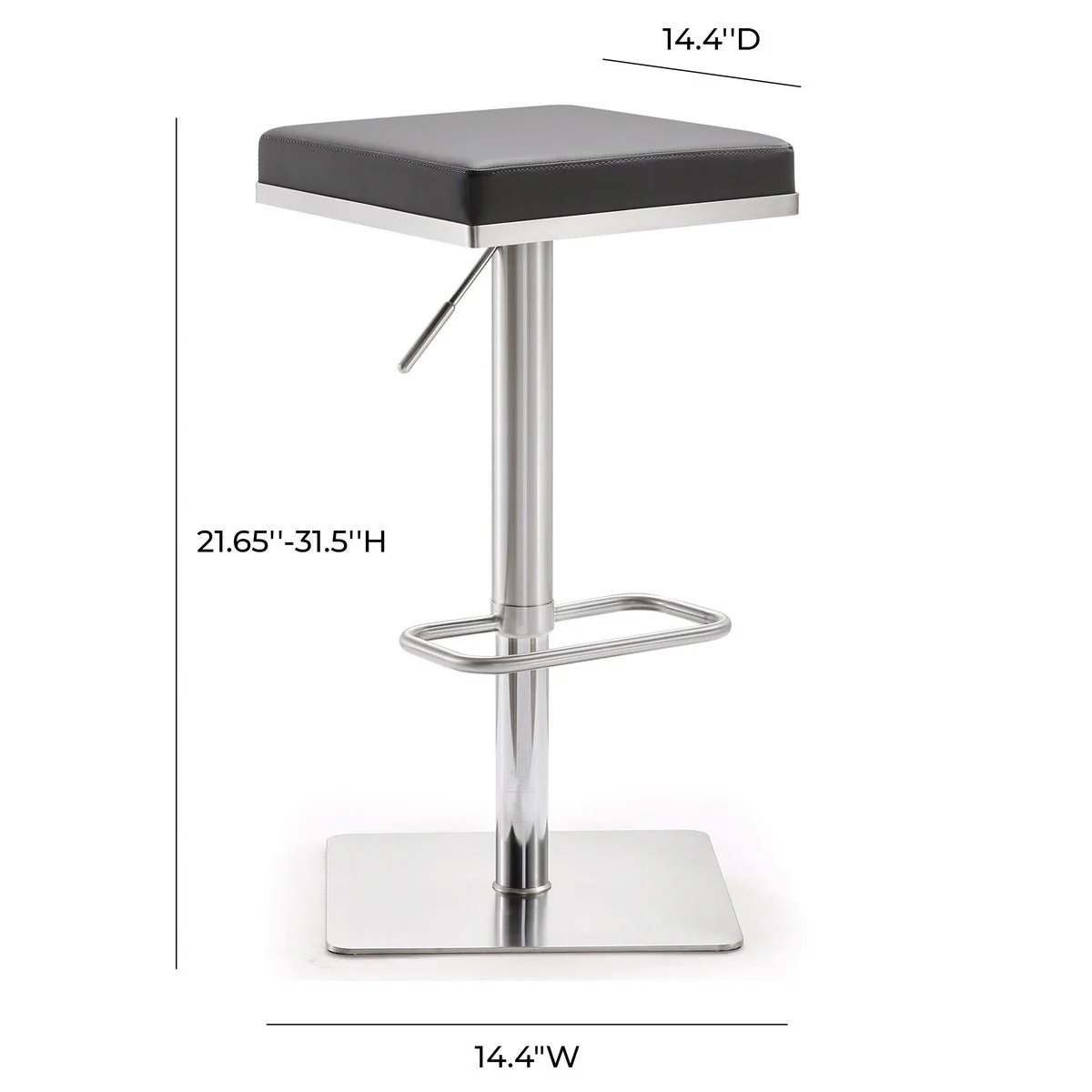 Bari Grey Stainless Steel Adjustable Barstool - Image 9