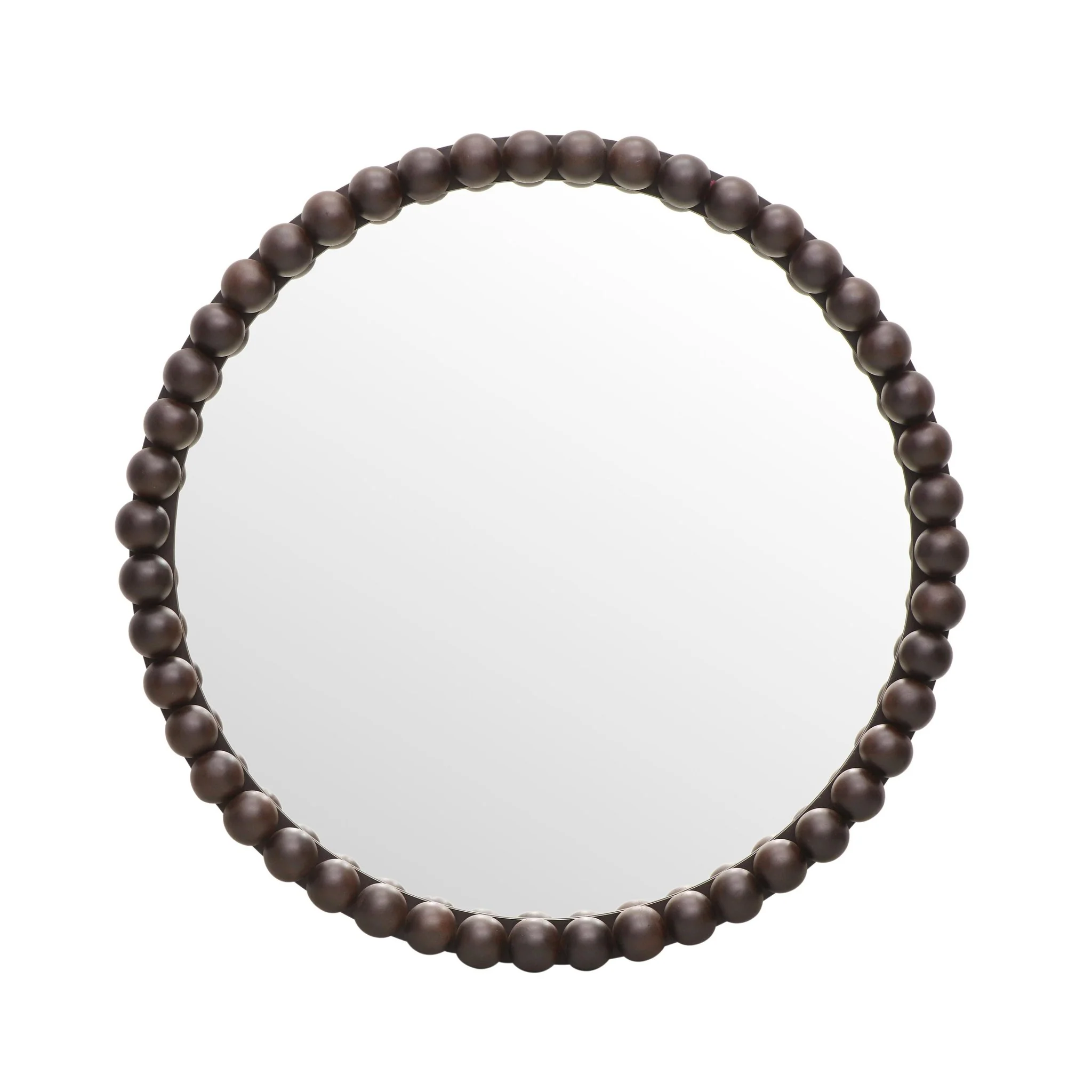 Baria Walnut Finish Round Wall Mirror