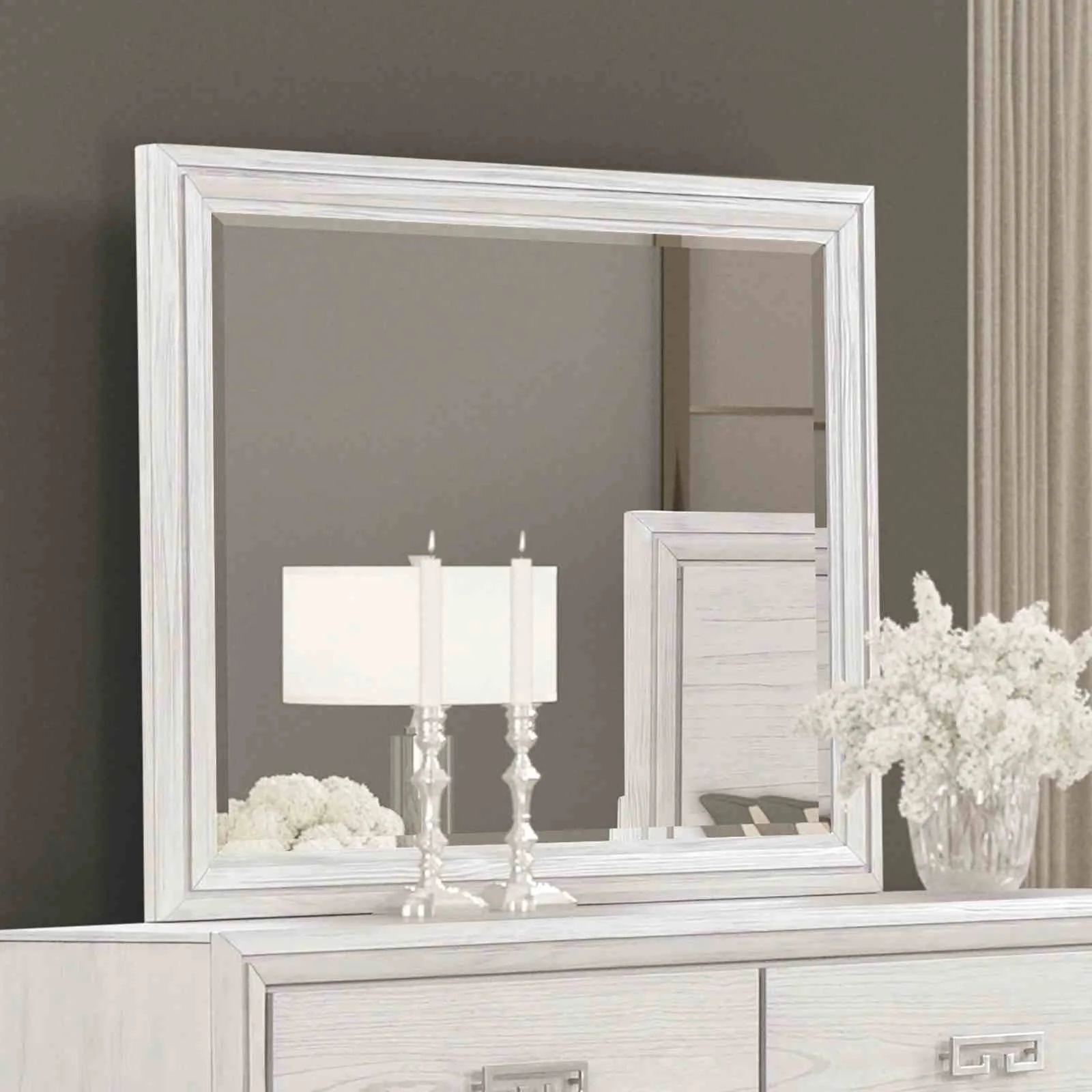 Basilone Mirror, Rustic White