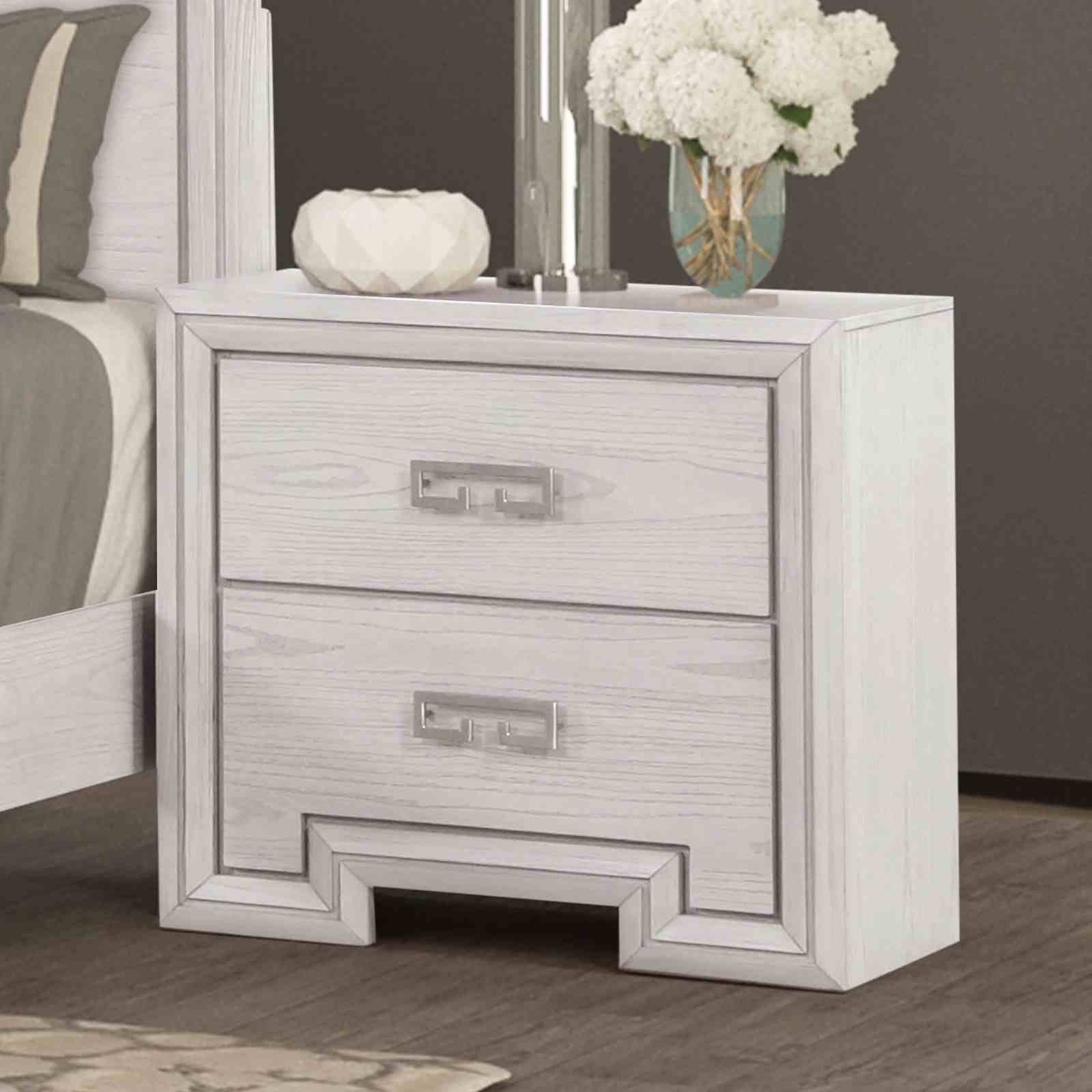 Basilone Nightstand, Rustic White