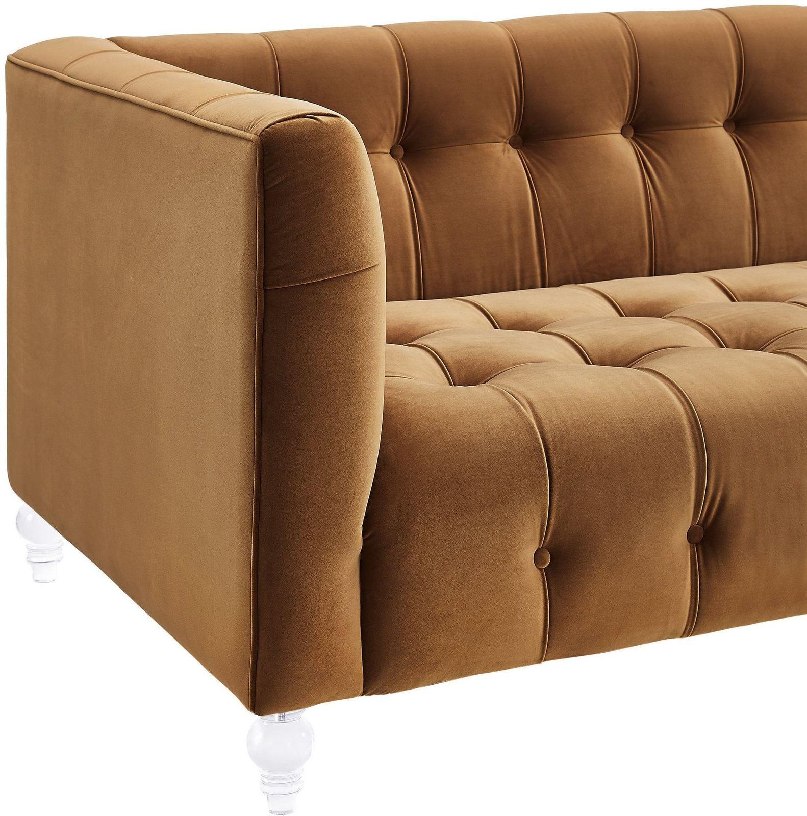 Bea Cognac Velvet Sofa - Image 5
