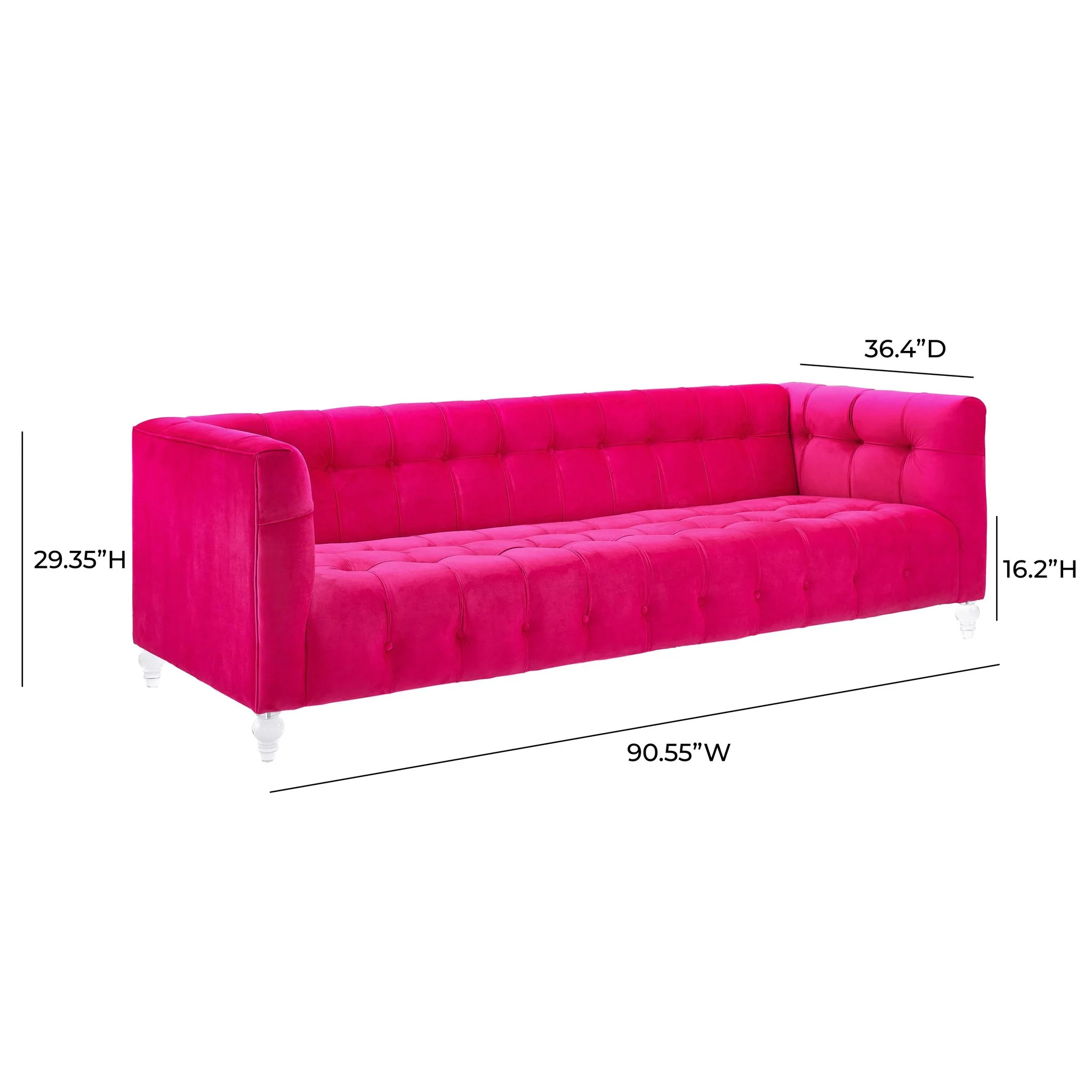 Bea Hot Pink Velvet Sofa - Image 6