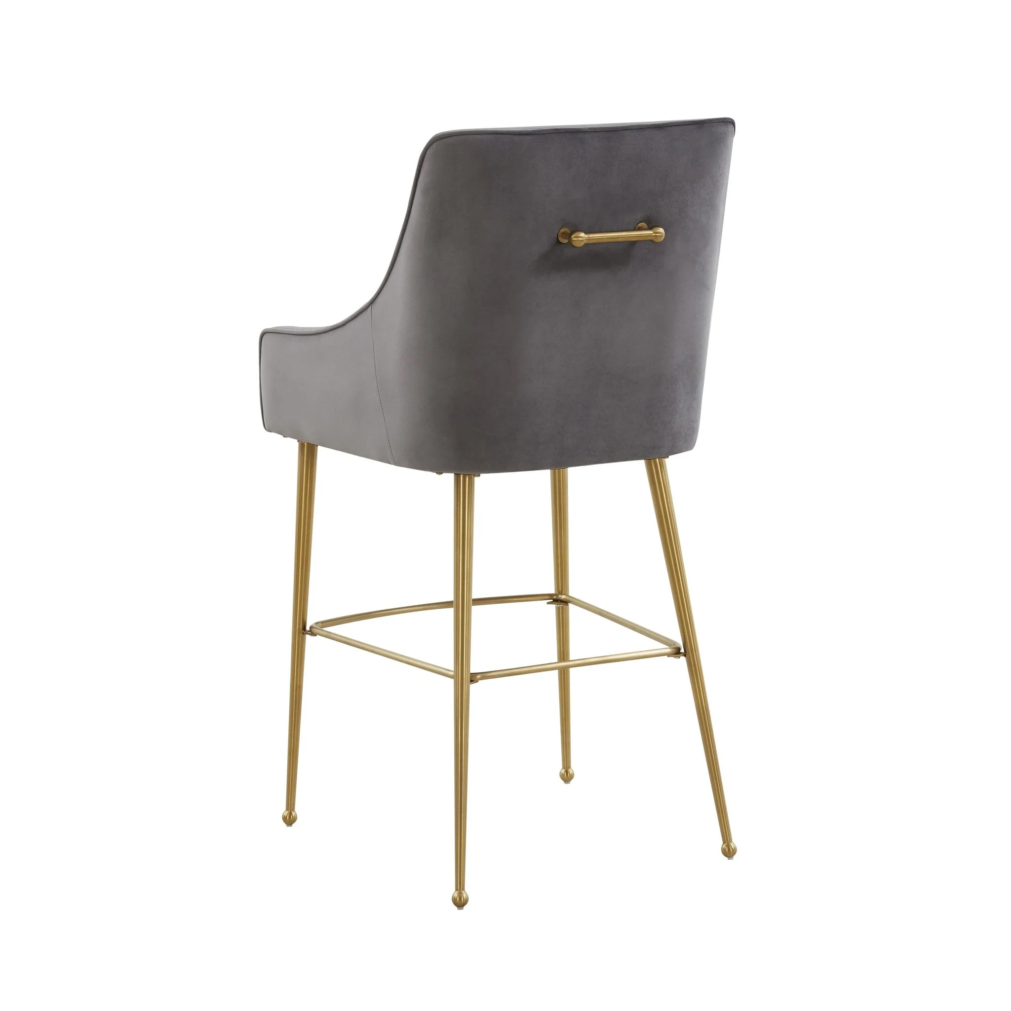 Beatrix Dark Grey Velvet Bar Stool - Gold Legs - Image 4