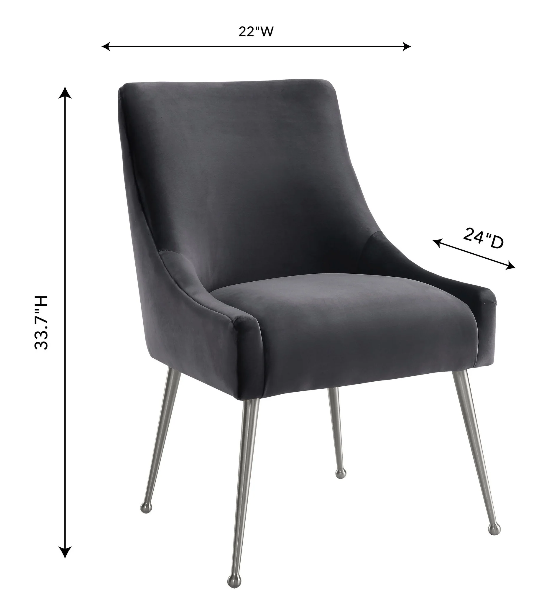 Beatrix Grey Velvet Side Chair - Image 6