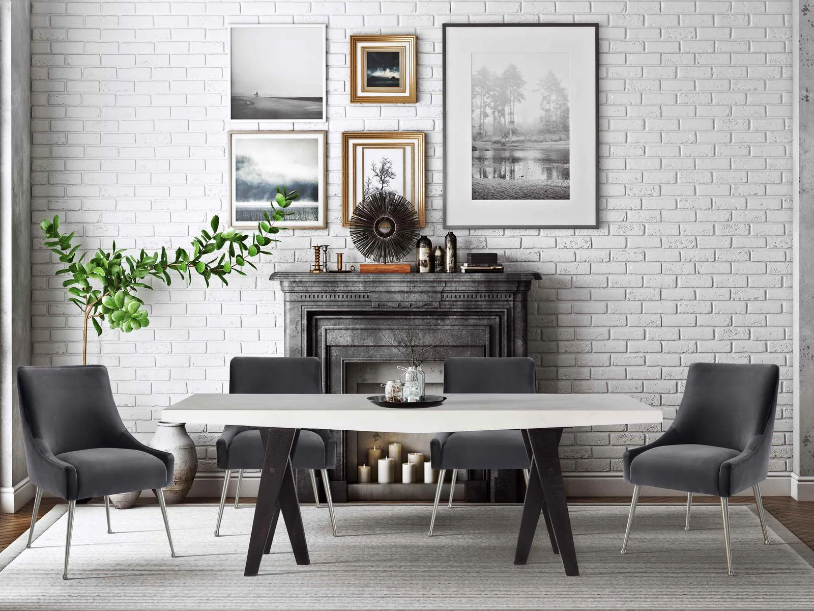 Beatrix Grey Velvet Side Chair - Image 7