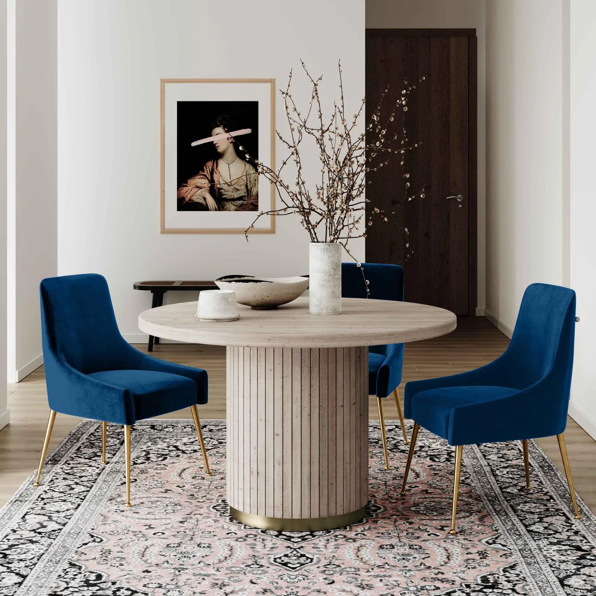 Beatrix Navy Velvet Side Chair - Image 2