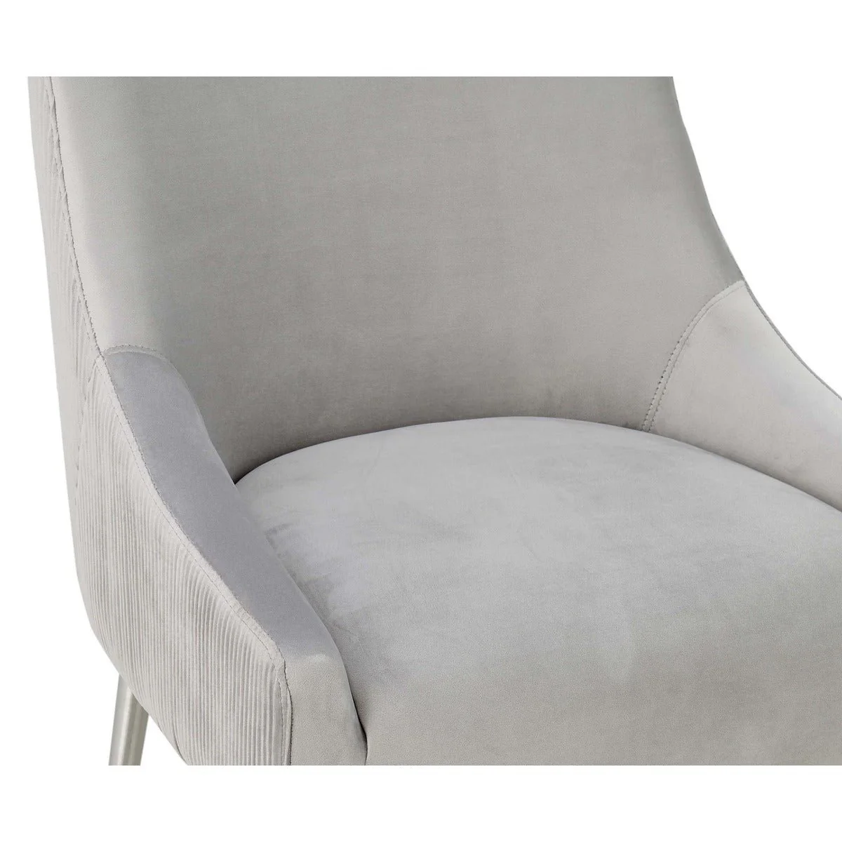 Beatrix Pleated Light Grey Velvet Counter Stool - Image 5