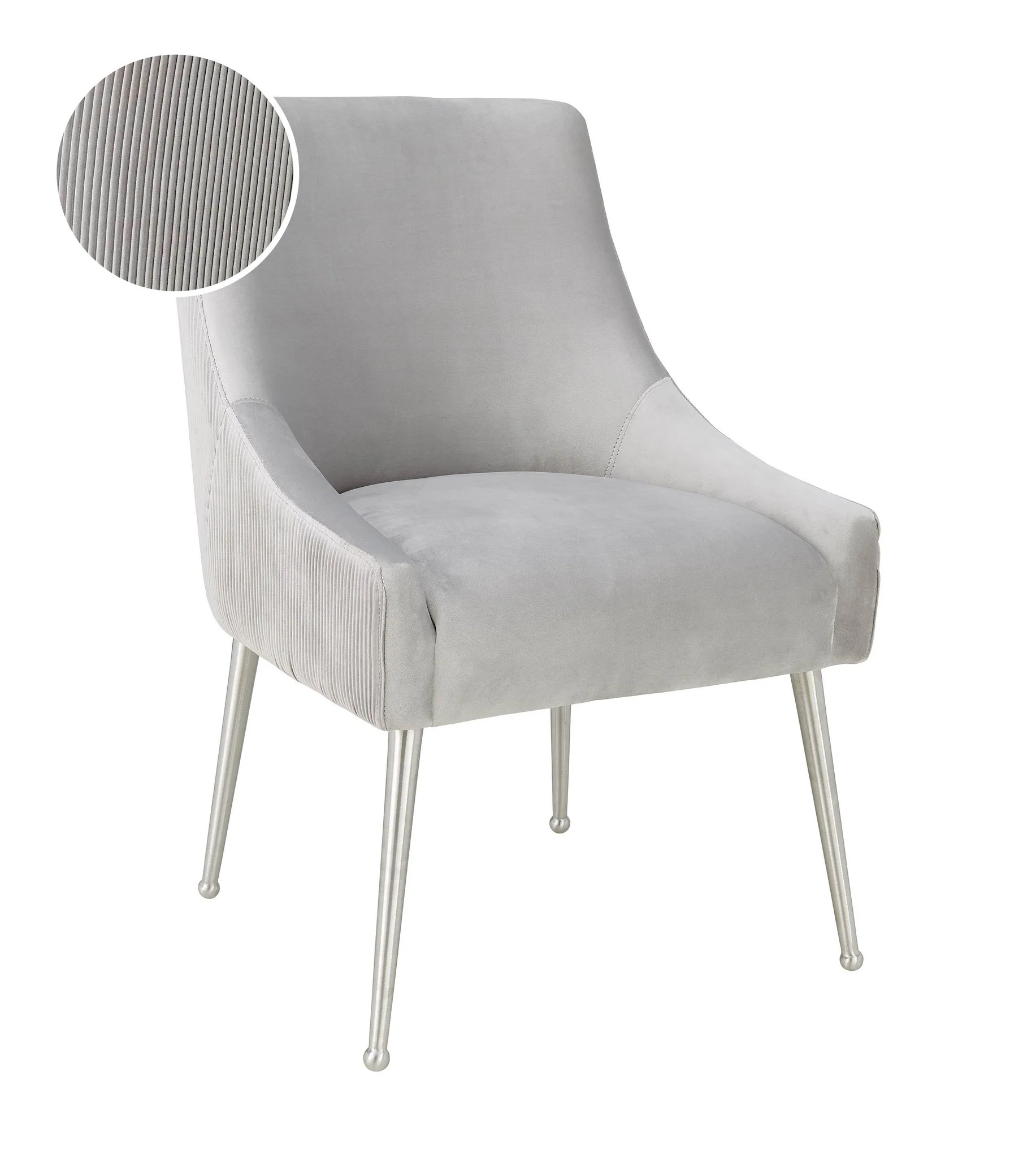 Beatrix Pleated Light Grey Velvet Side Chair