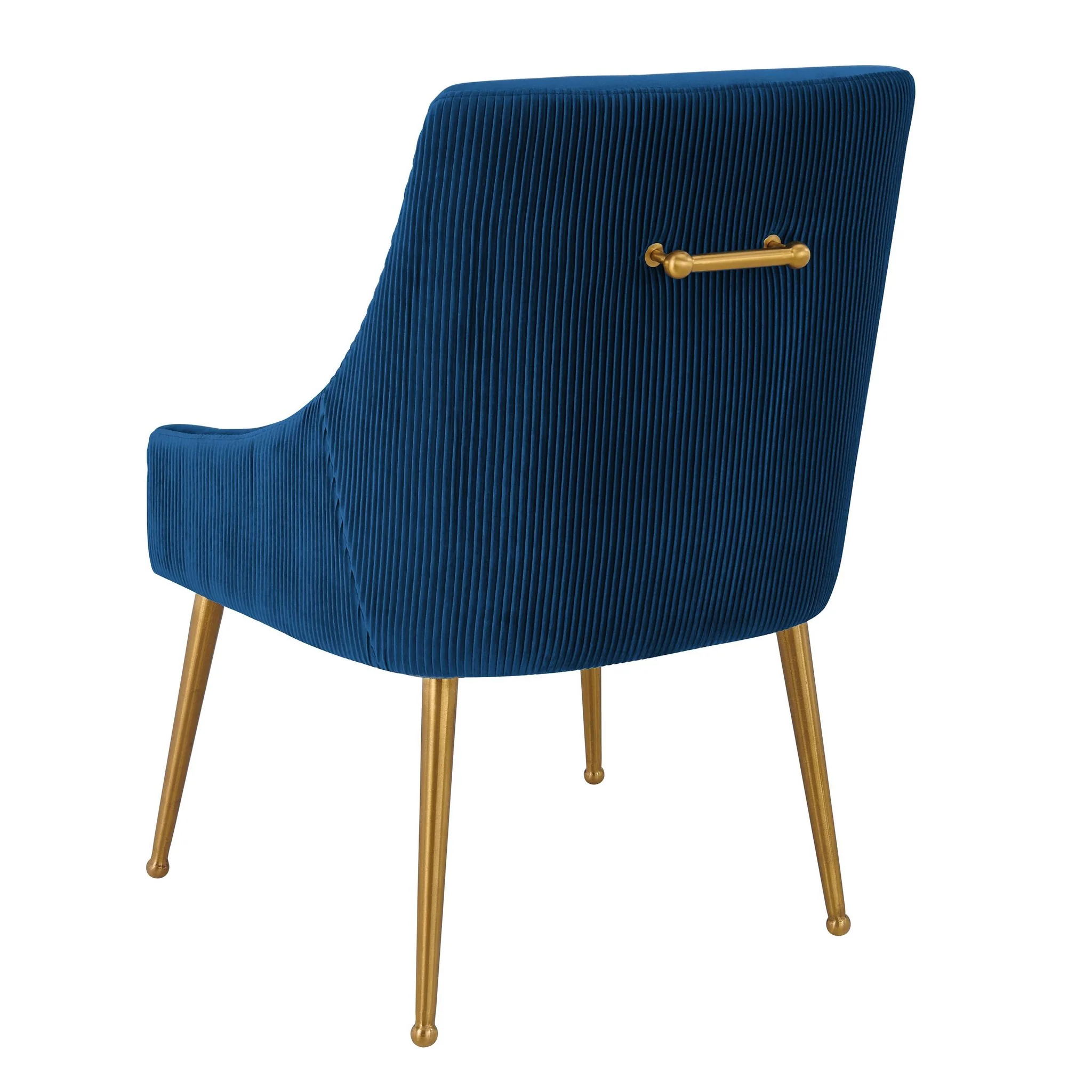 Beatrix Pleated Navy Velvet Side Chair - Image 4