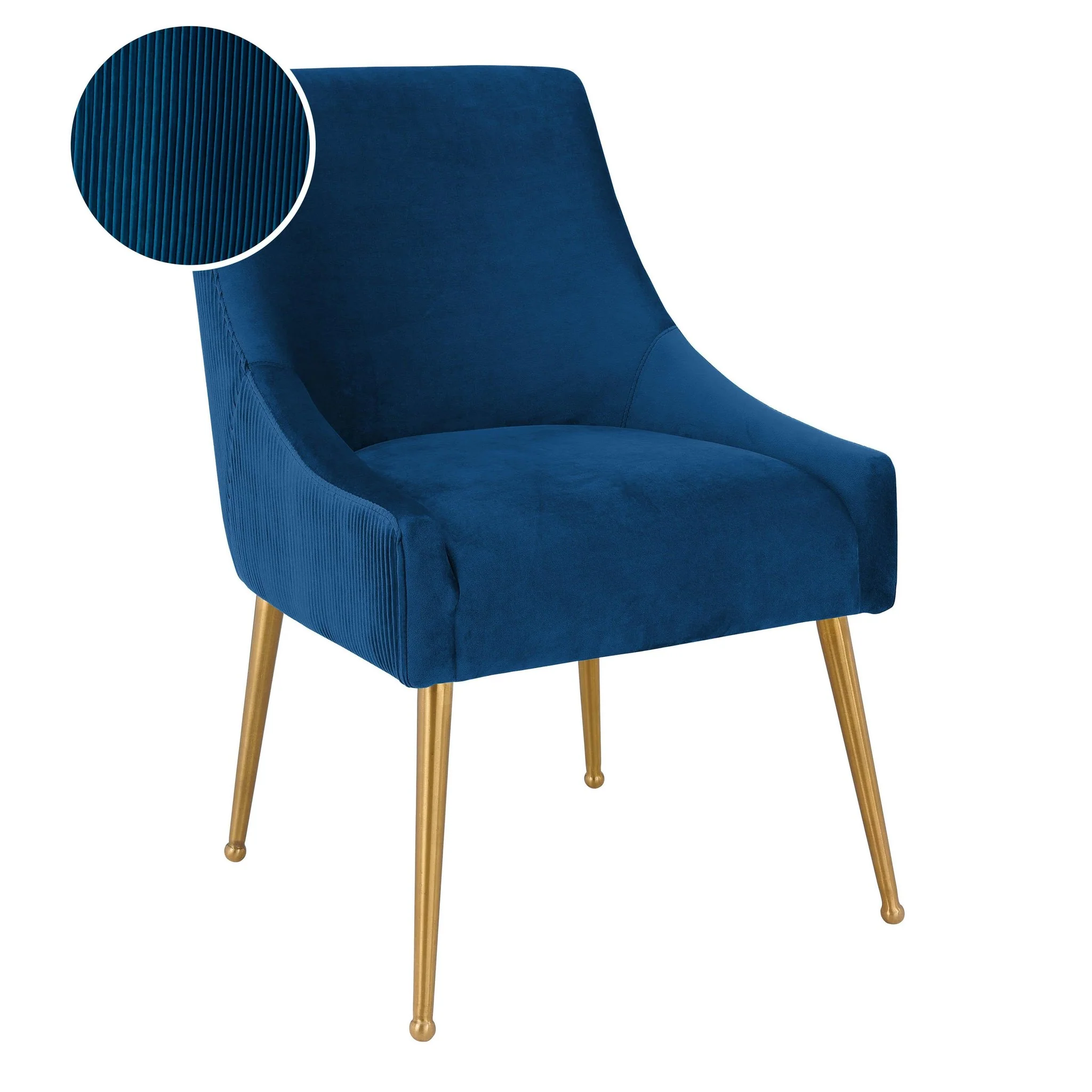 Beatrix Pleated Navy Velvet Side Chair - Image 7