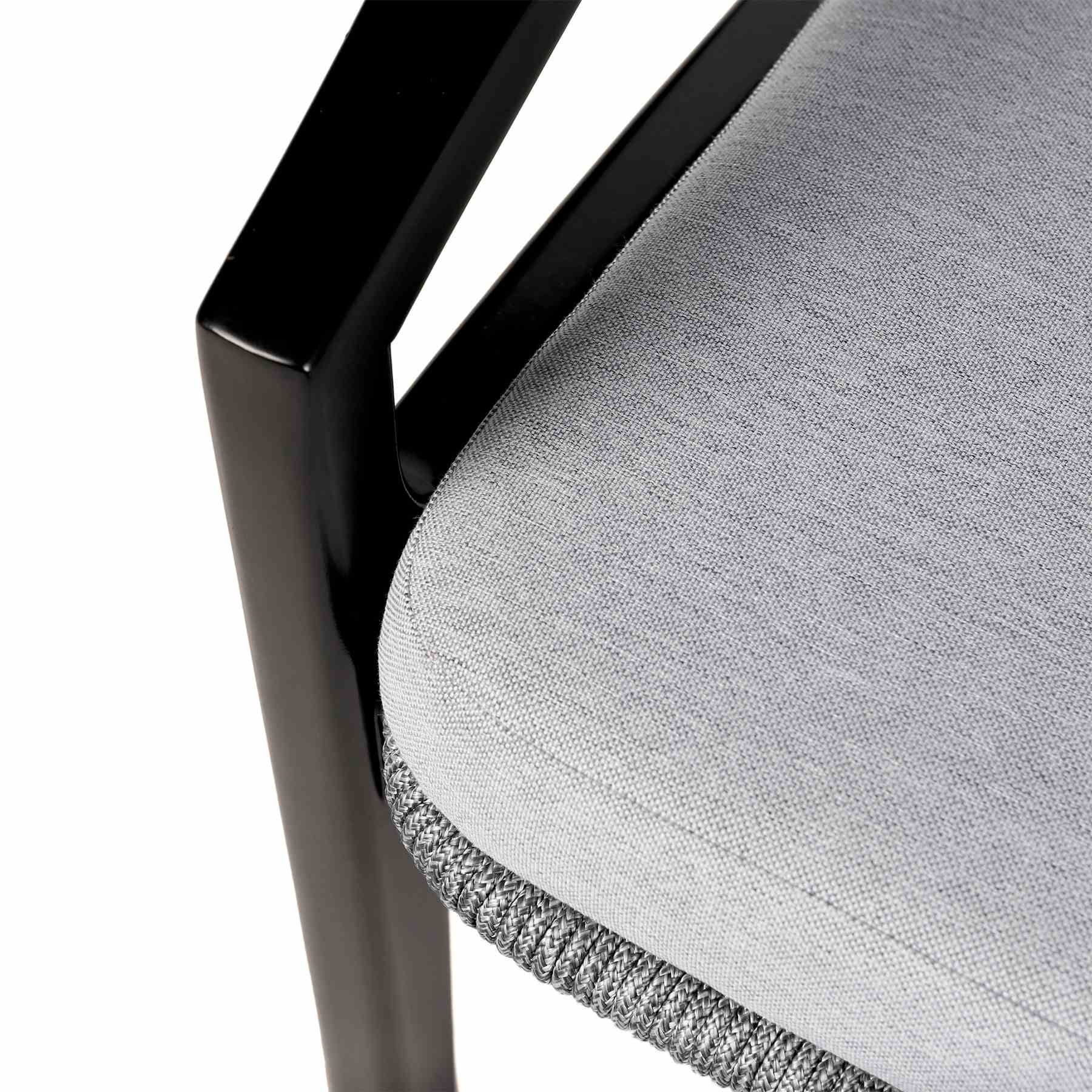 Beckham Outdoor Sofa in Dark Eucalyptus Wood and Gray Rope with White Cushions - Image 6