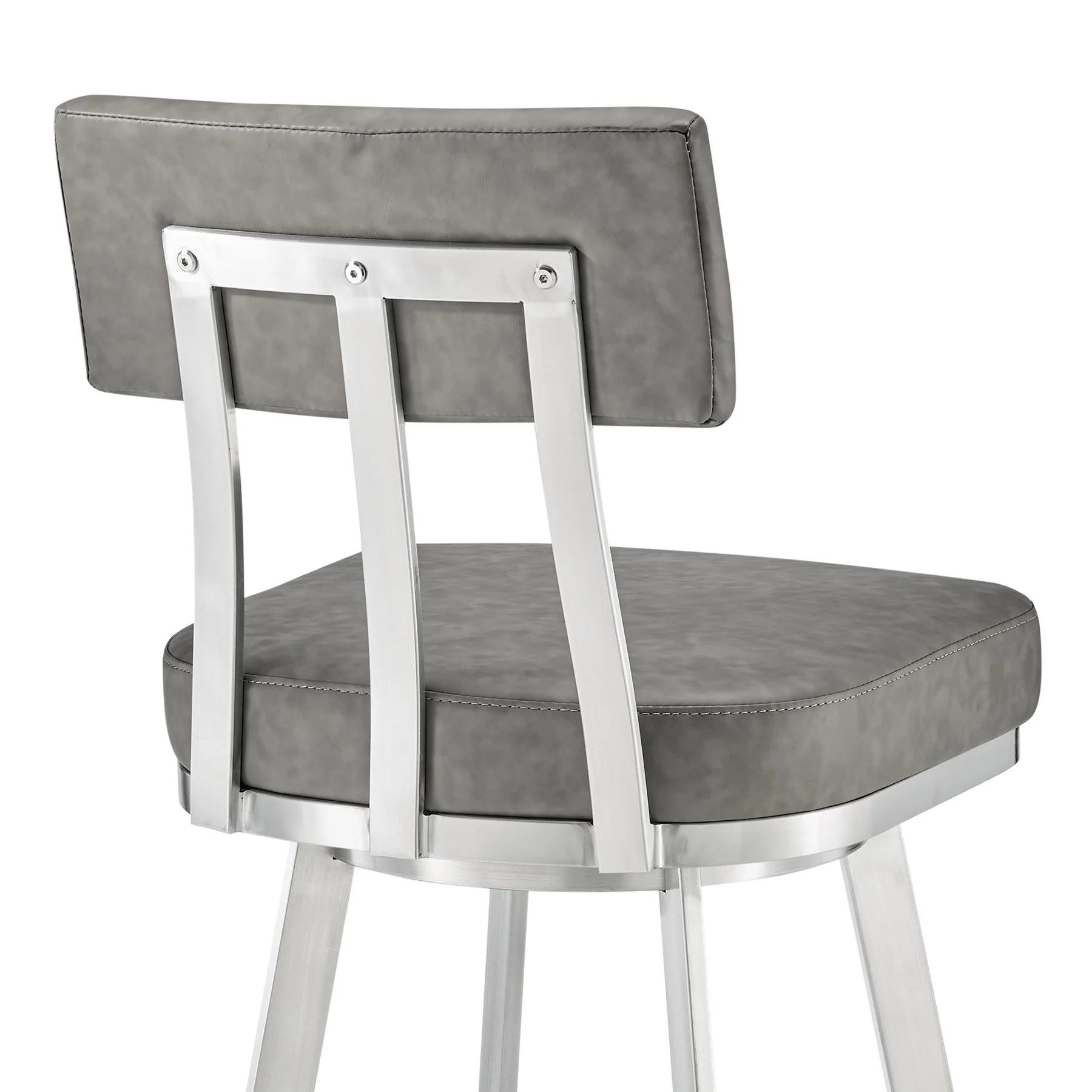 Benjamin 30" Swivel Bar Stool in Brushed Stainless Steel with Gray Faux Leather - Image 7