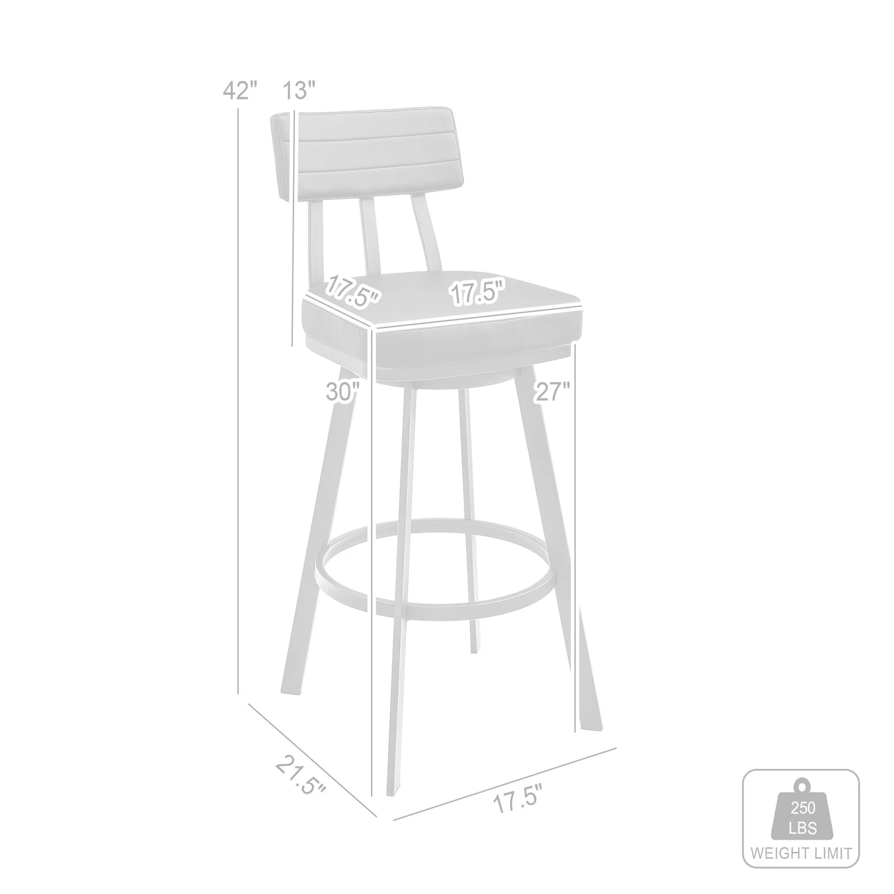 Benjamin 30" Swivel Bar Stool in Brushed Stainless Steel with Gray Faux Leather - Image 8