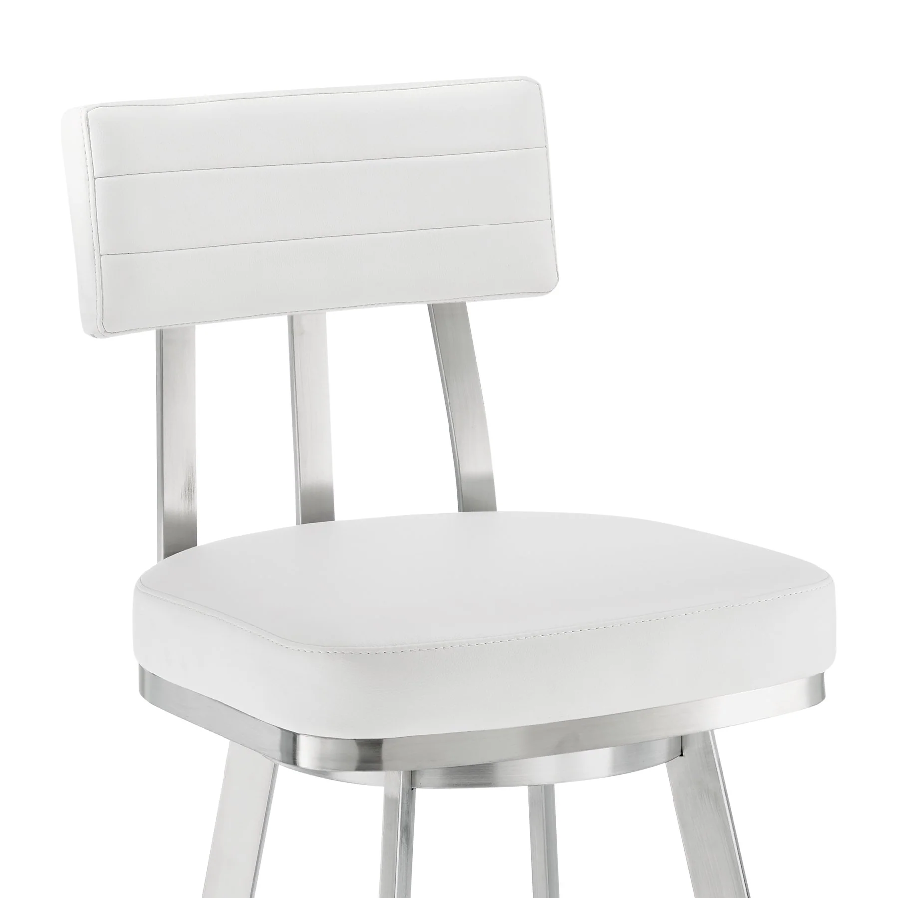 Benjamin 30" Swivel Bar Stool in Brushed Stainless Steel with White Faux Leather - Image 6