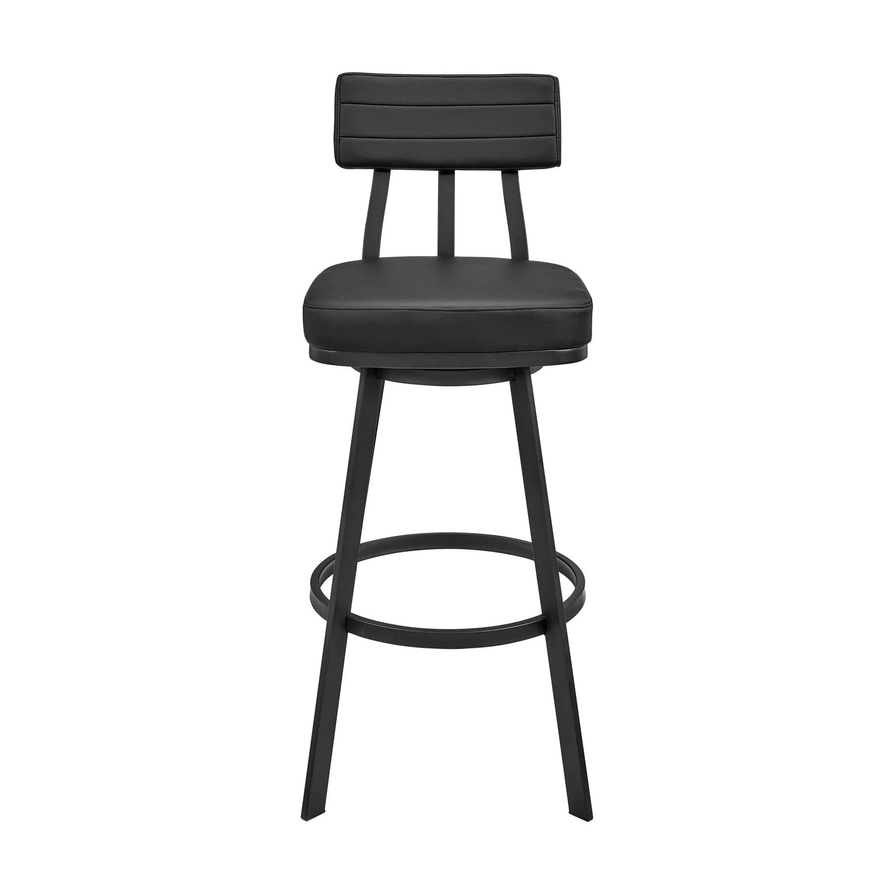 Benjamin Swivel Counter Stool in Black Metal with Black Faux Leather - Image 2